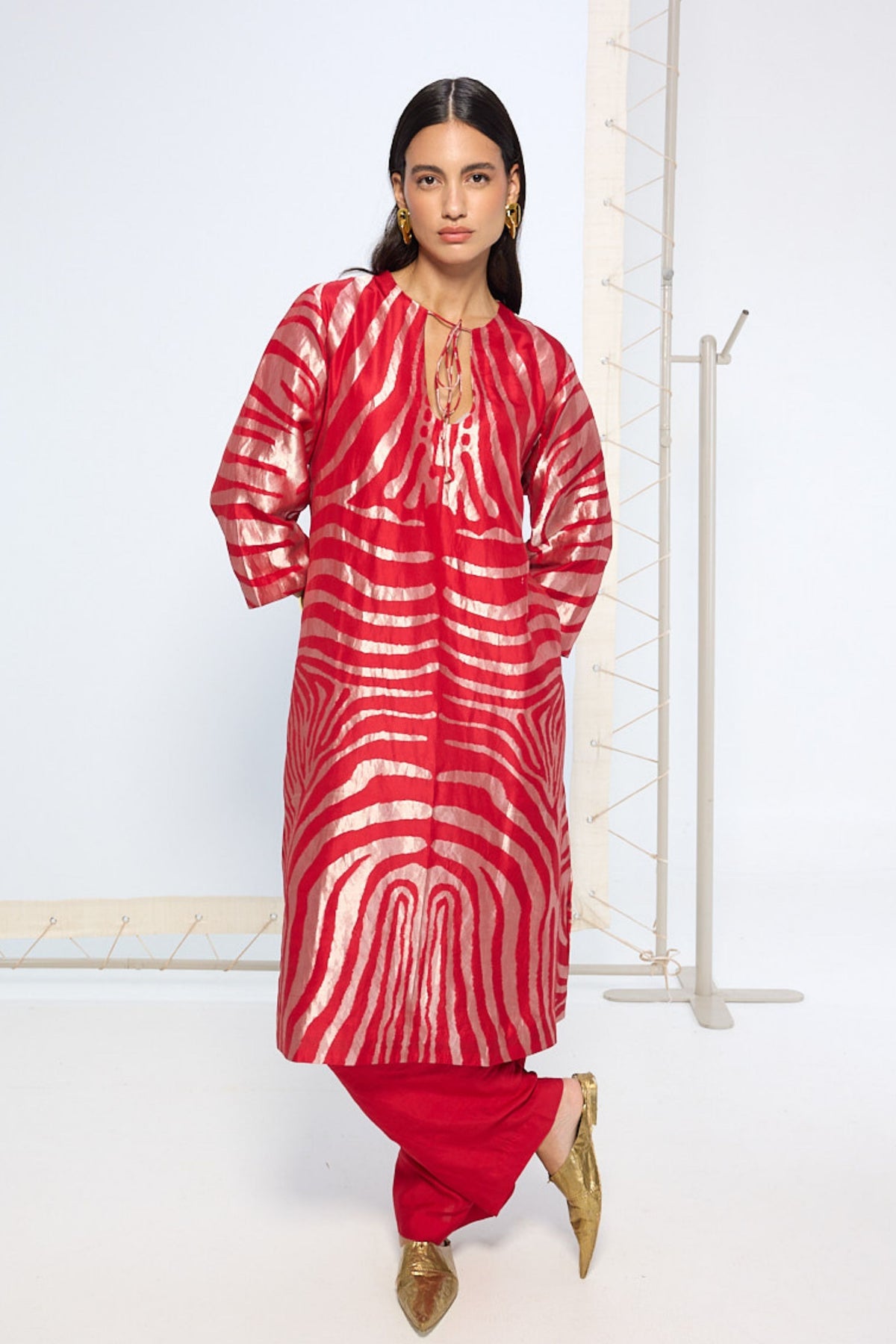 Handwoven Classic Red Kurta Set