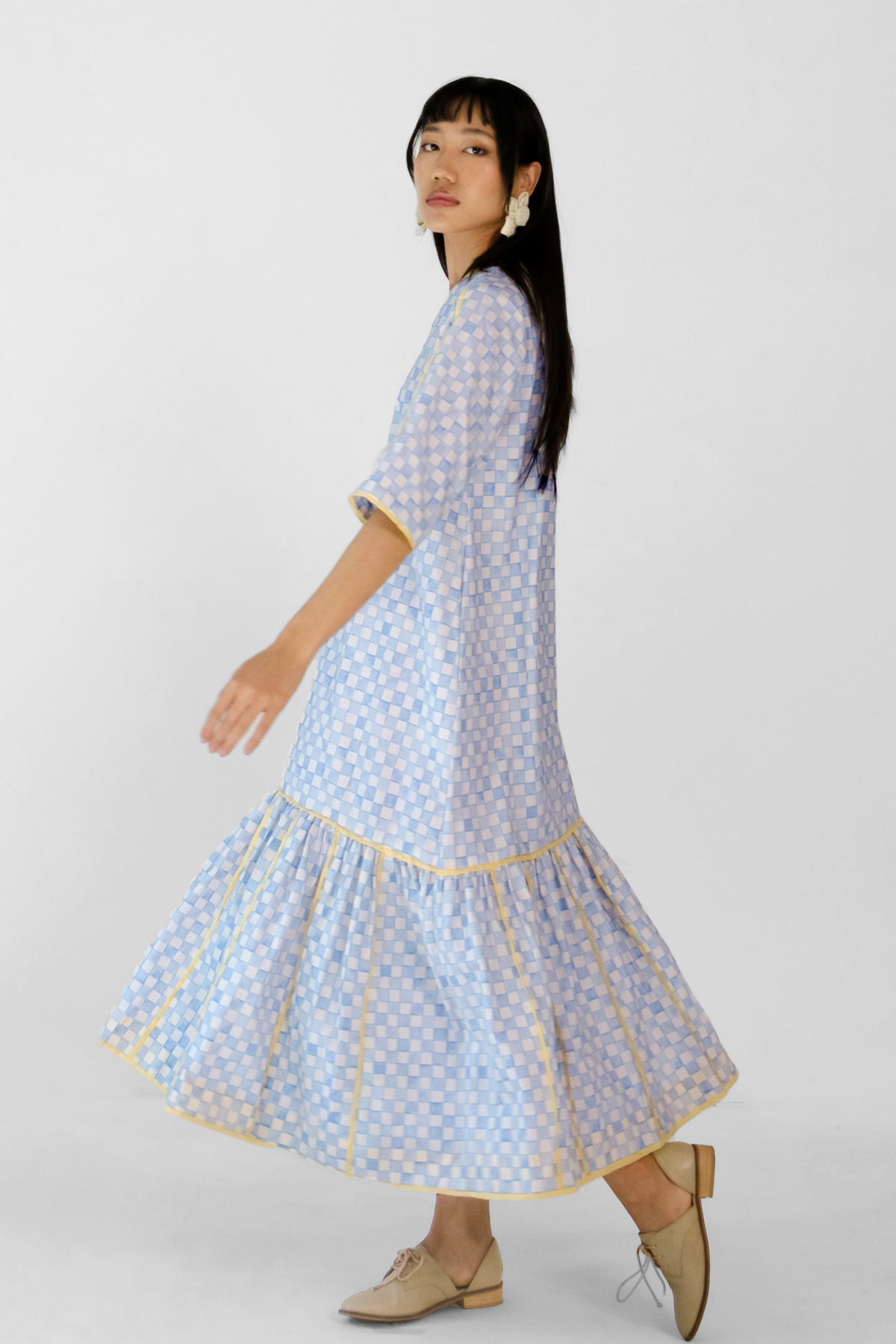 Blue Checks Applique Dress