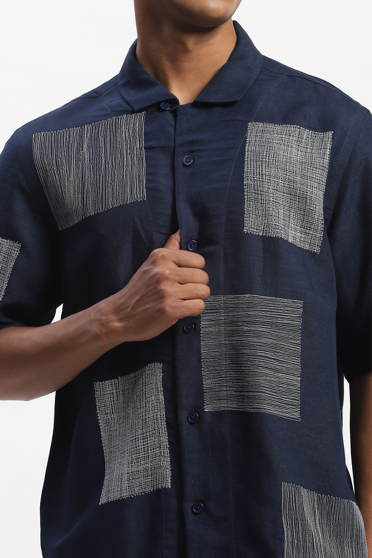 Embroidered Scribble Blocks Shirt