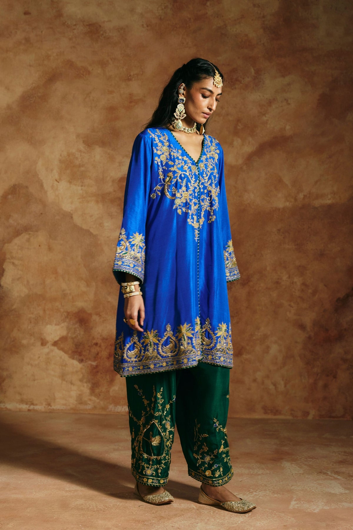 Cobalt Blue Zardozi Kurta Set