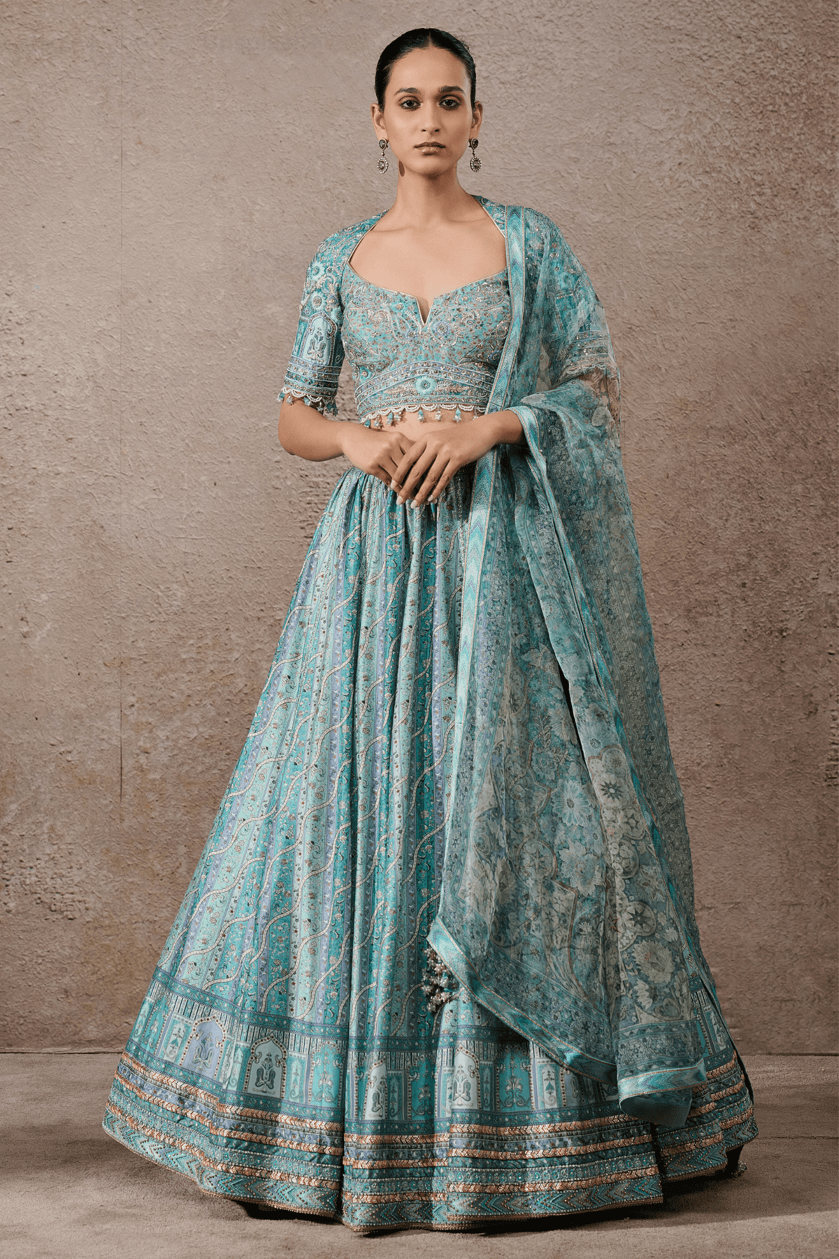 Printed Abstract Floral Lehenga
