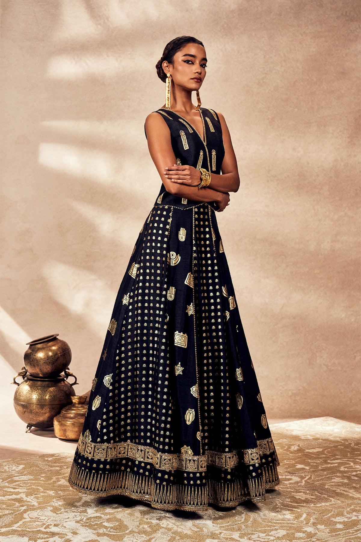 Black Trinkets Lehenga Set