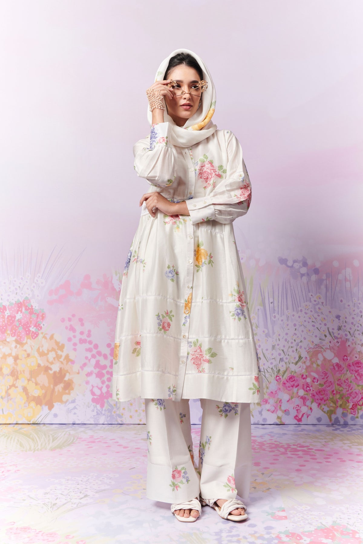 Summer Rose Co-ord Set With Scarf