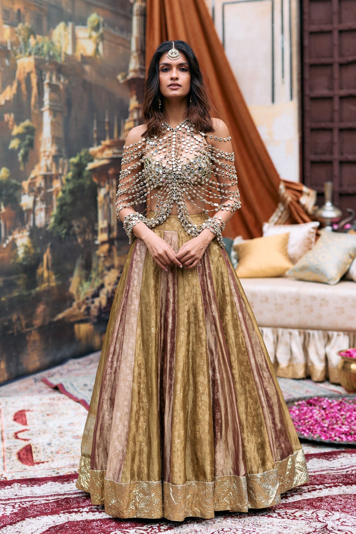 Gold Pravarnika Lehenga Set