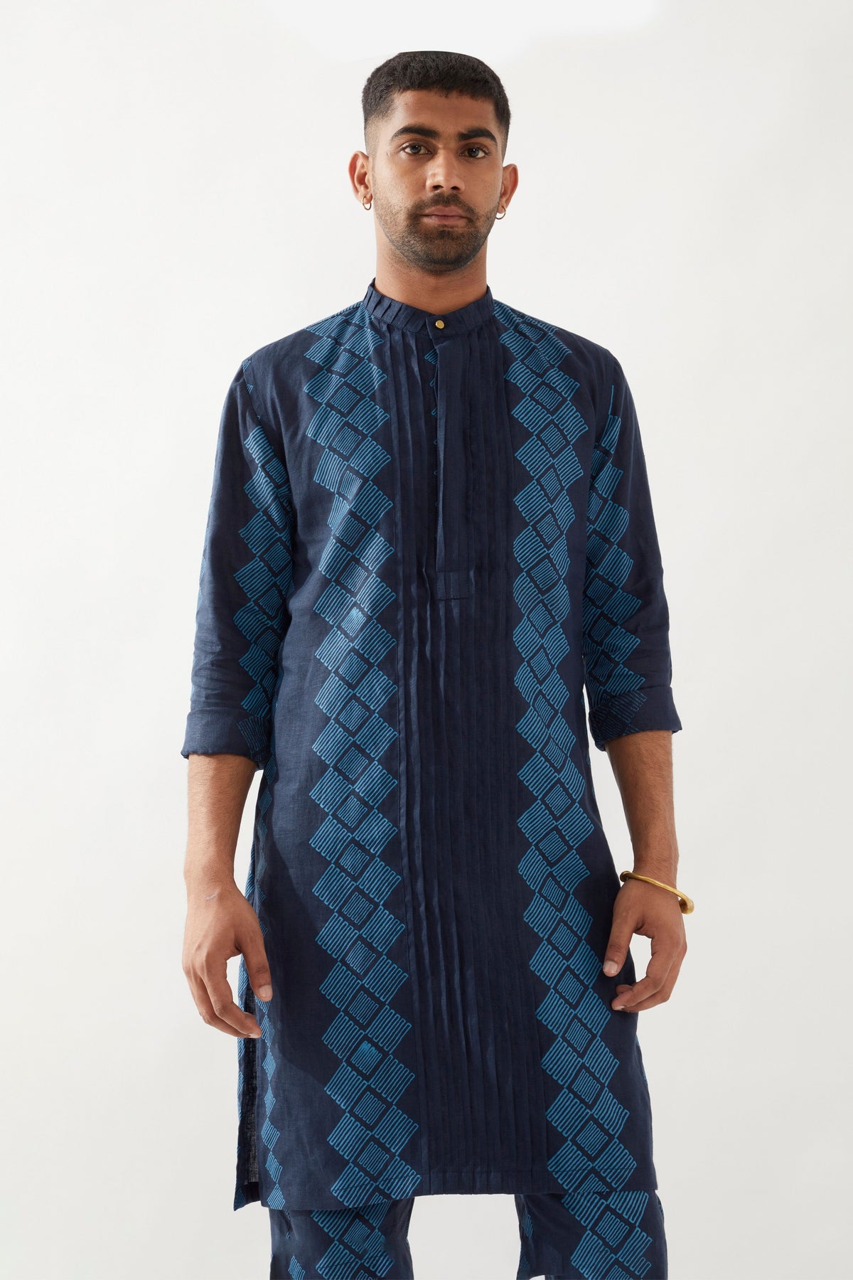 Zake Barbed Navy Kurta