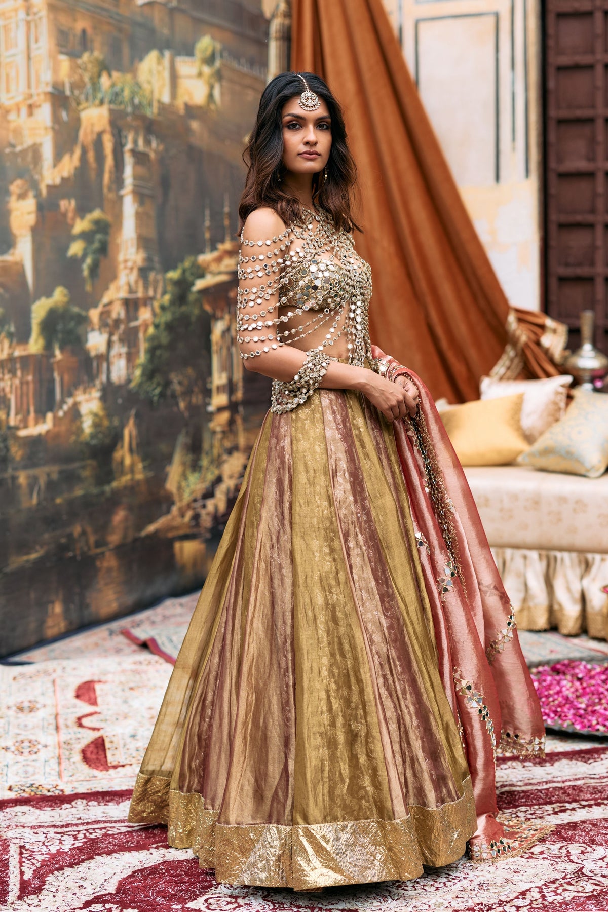 Gold Pravarnika Lehenga Set