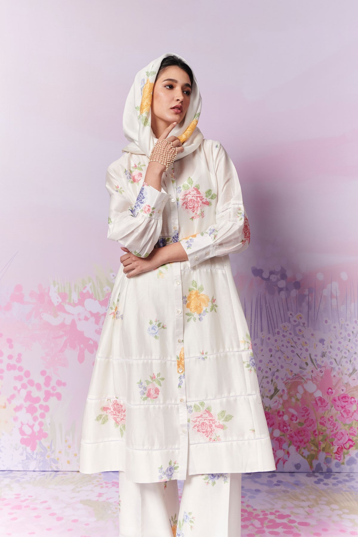 Summer Rose Co-ord Set With Scarf