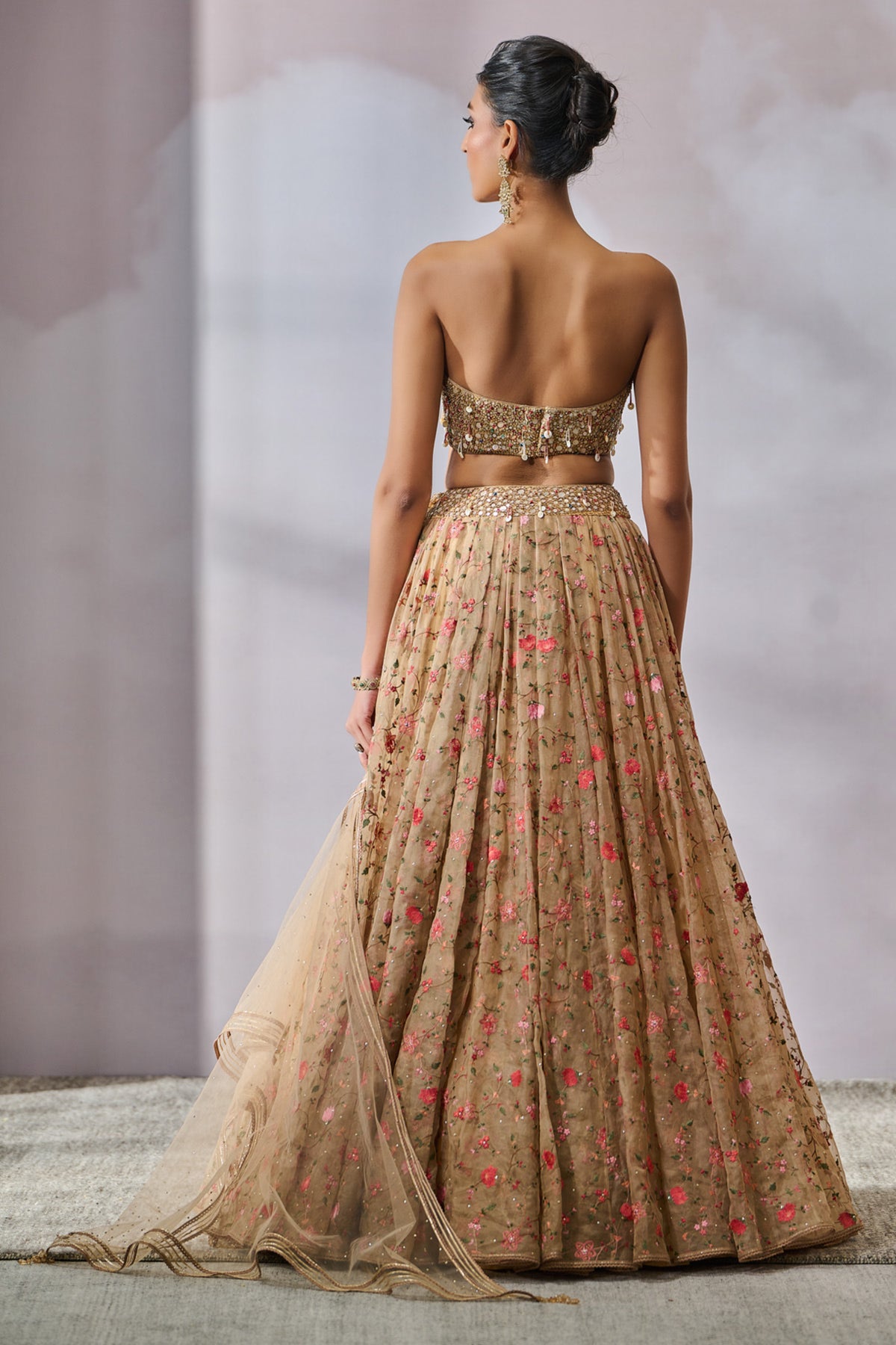 Floral Motif Embroidered Lehenga Set