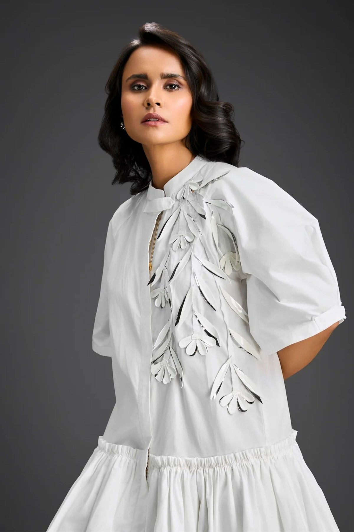 White Bubble Hem Dress