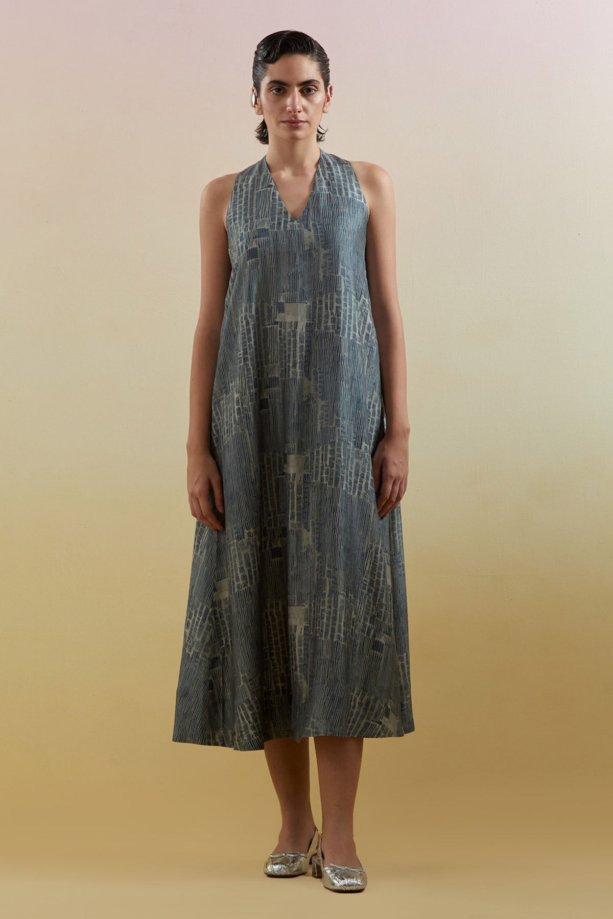 Scribe Indigo & Slate Halter Dress