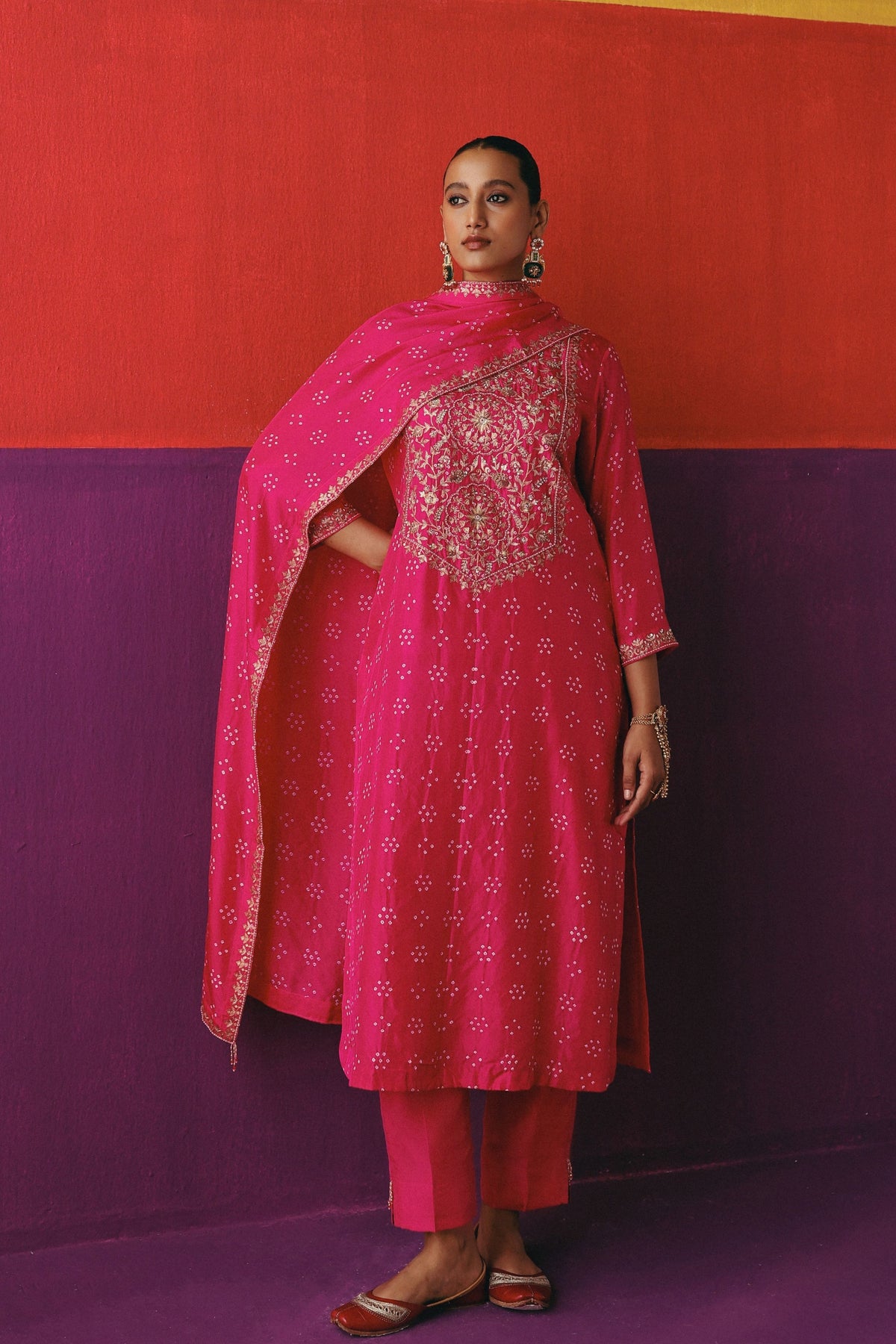 Flower Bandhani Kurta Set