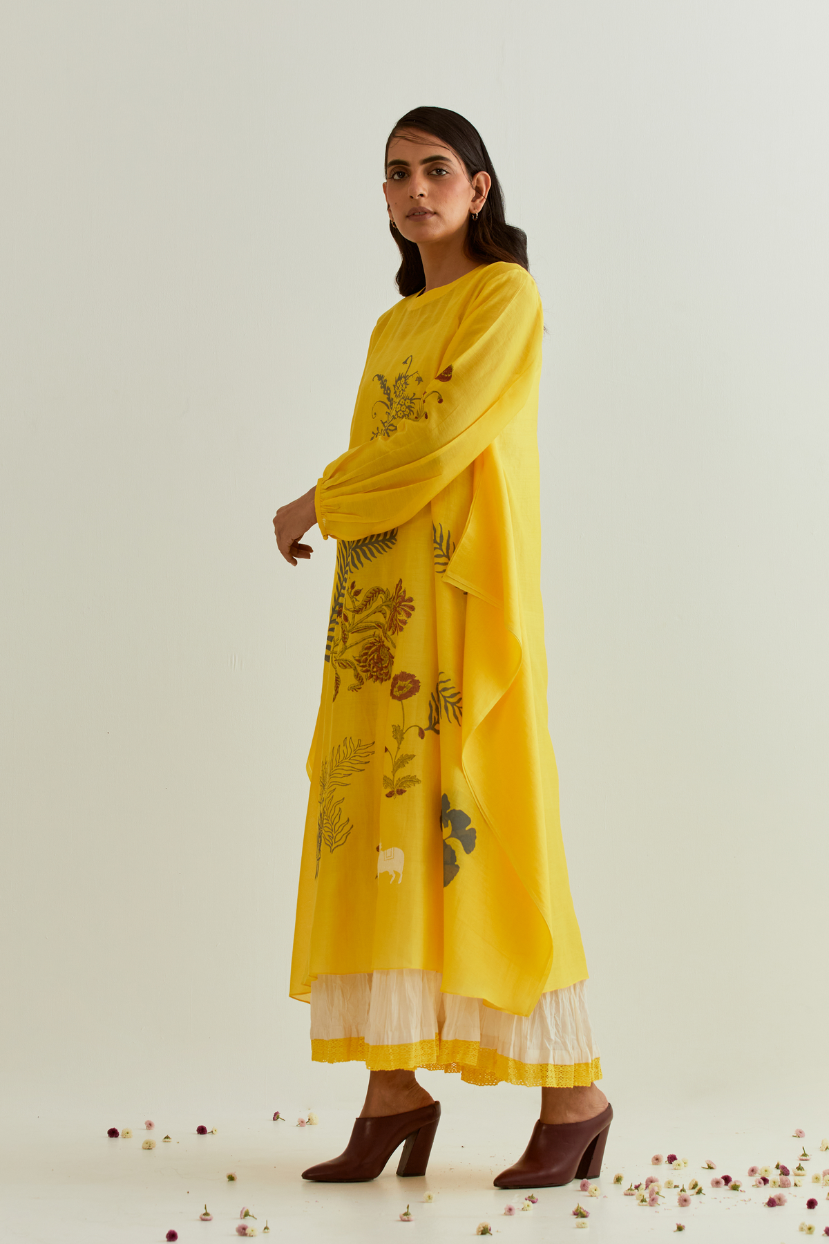 Yellow Long Gathered Dress