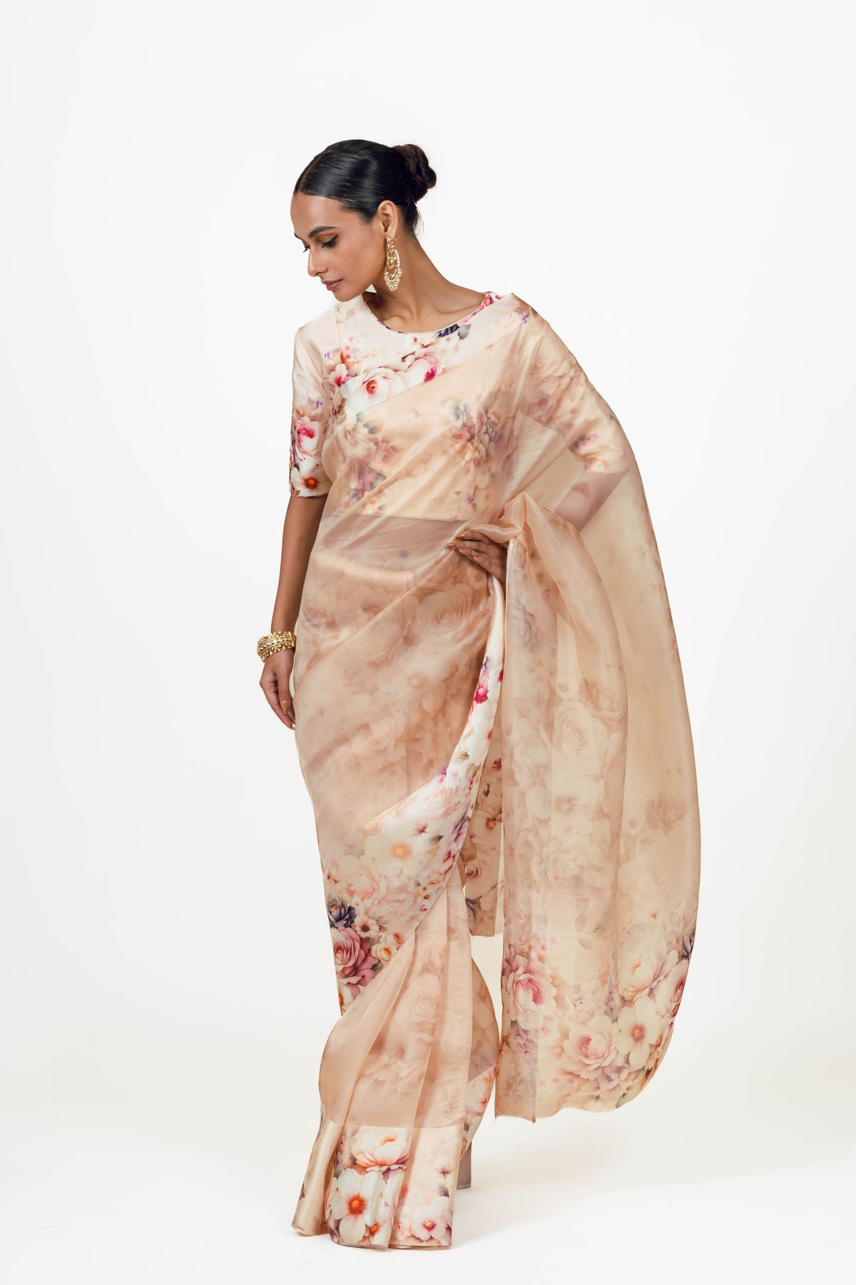 Lina Blossom Pink Organza Saree