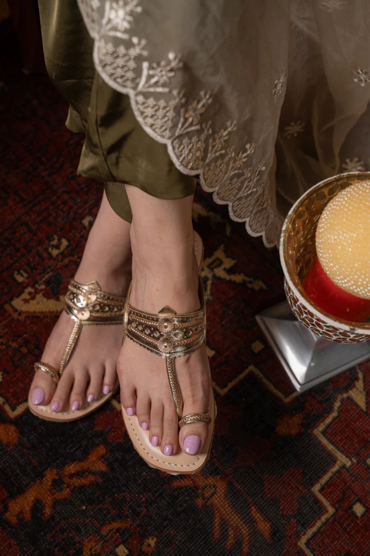Lexie Gold Kolhapuri Sandals