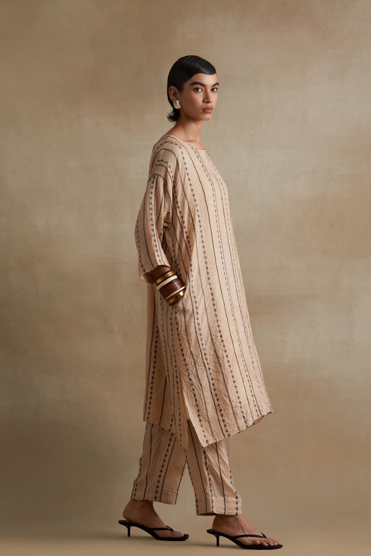 Clay Beaded Embroidered Kurta Set