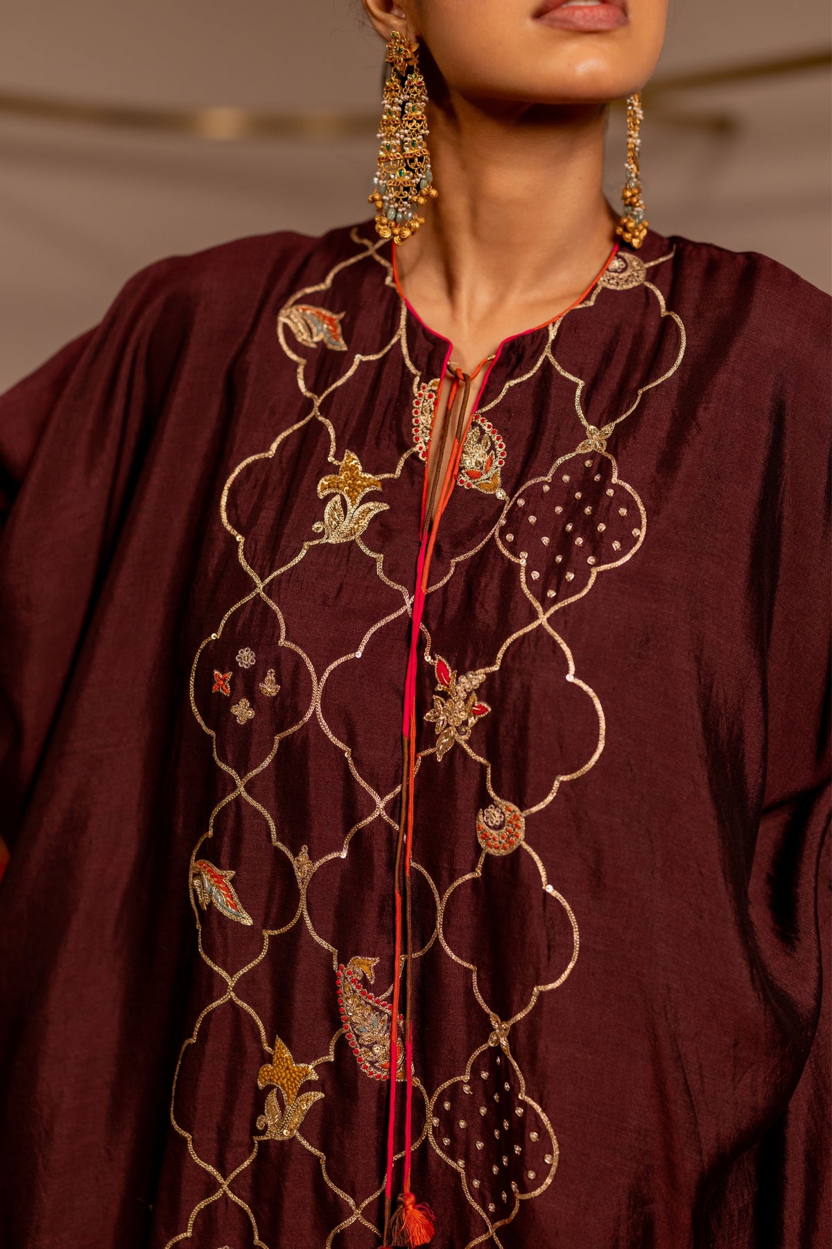 Leela Brown Kaftan Set