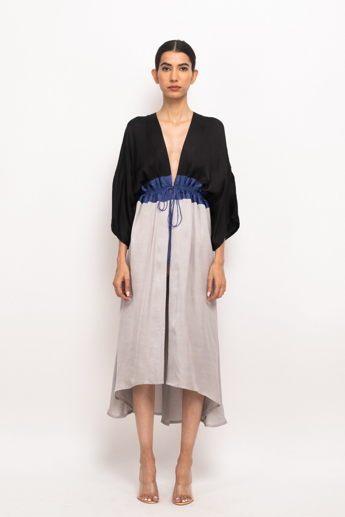 Black and Grey High Low Cape