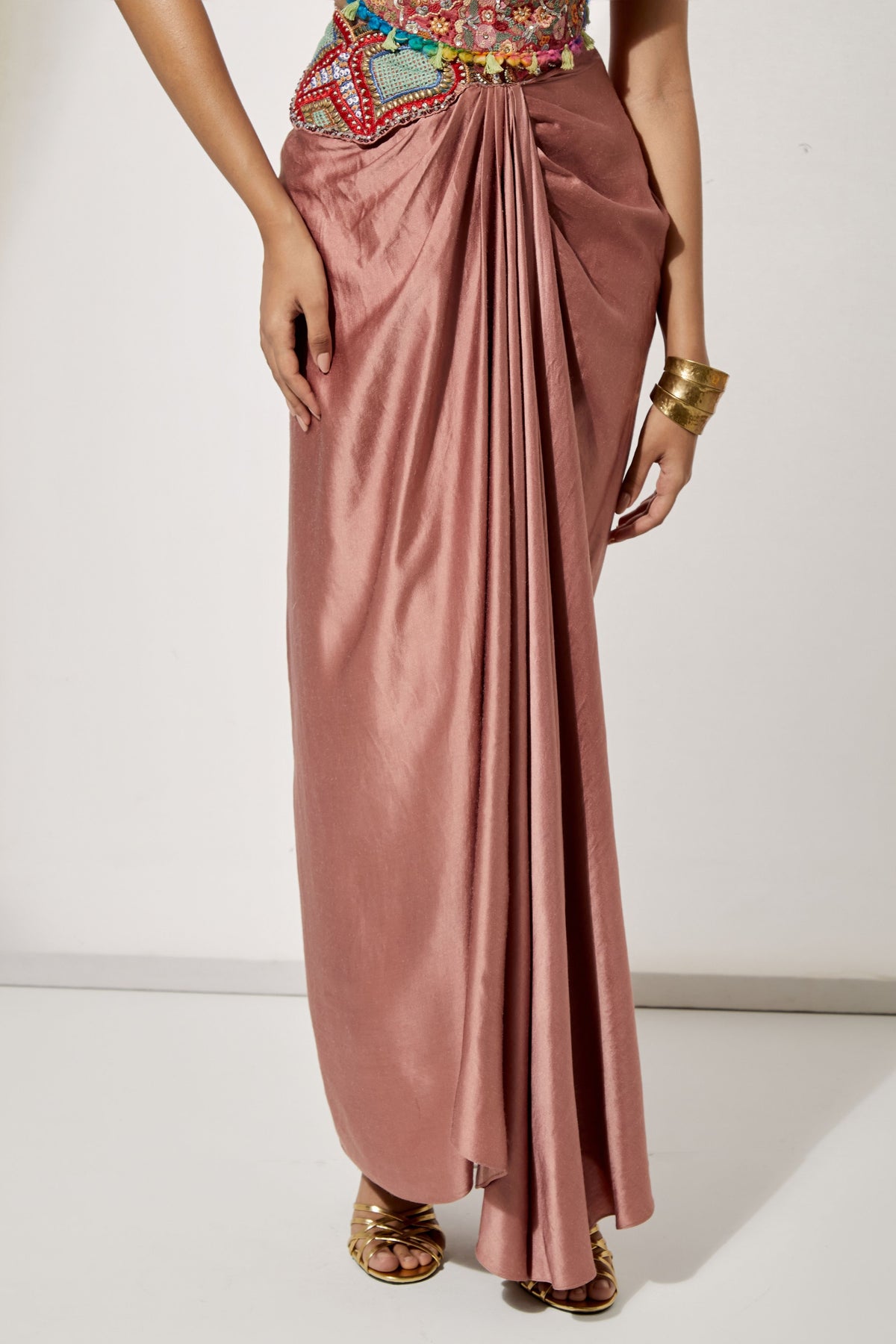 Rust Draped Skirt Set