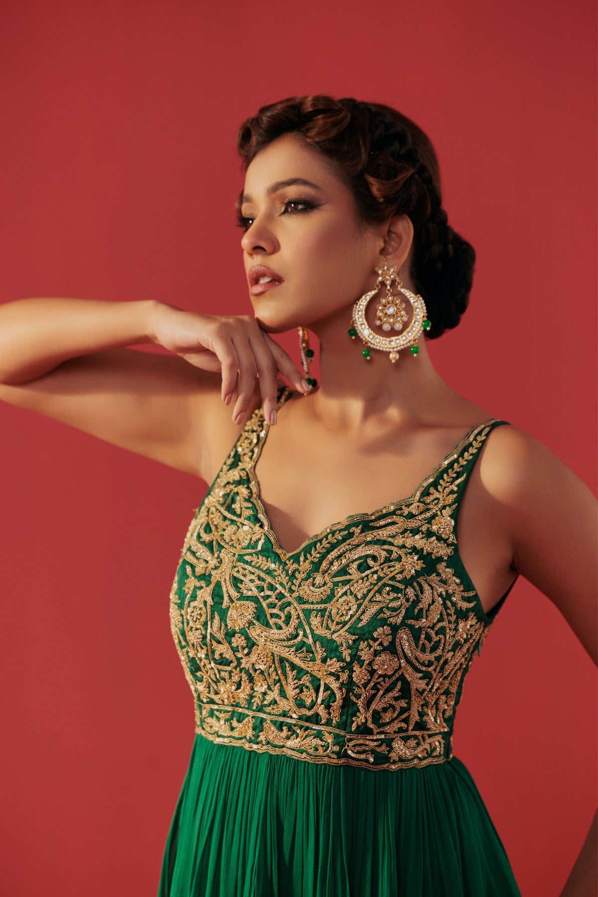 Pine Green Anarkali
