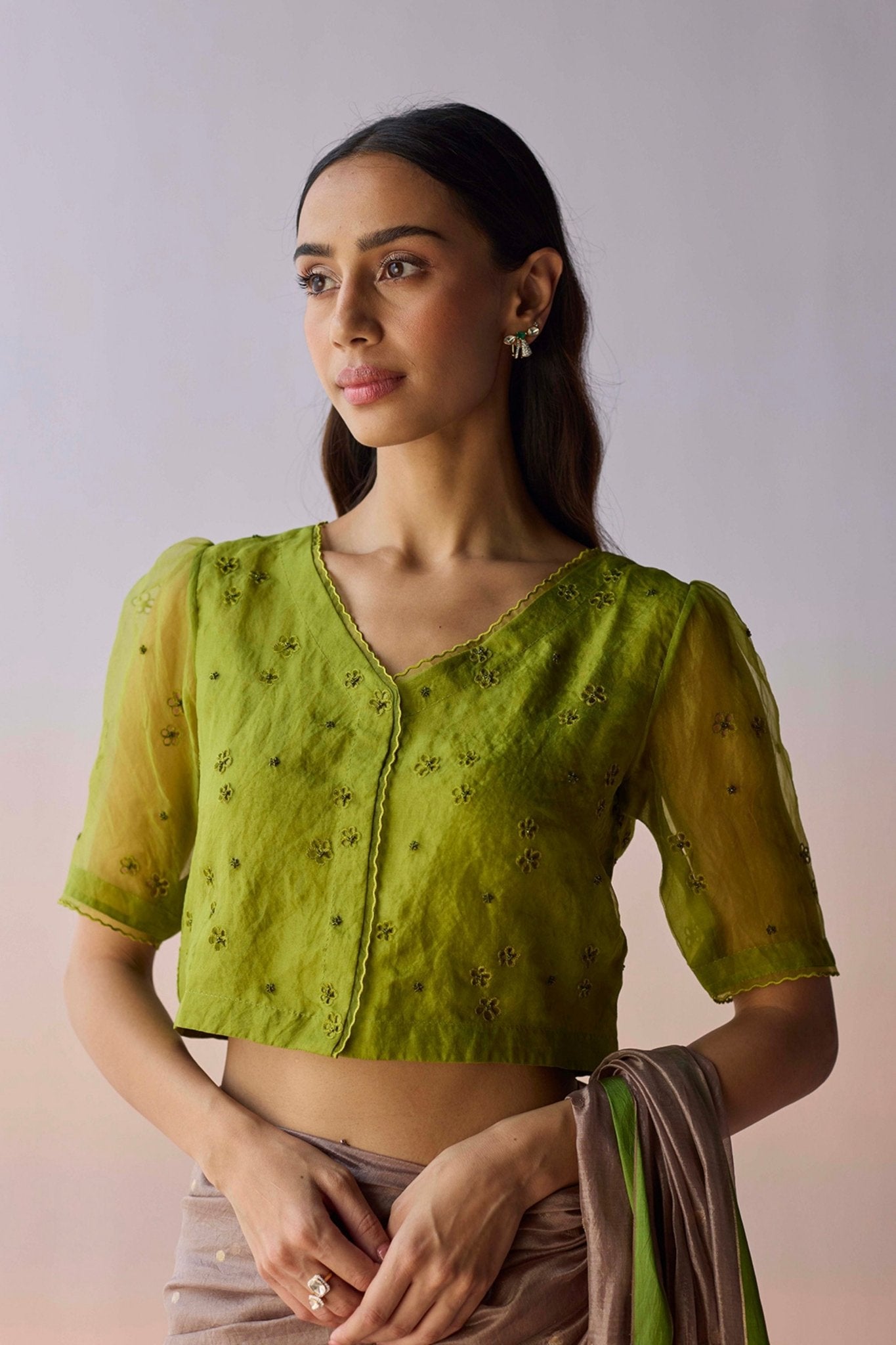 Starbloom Leaf Green Blouse - Surmaye - Elahe