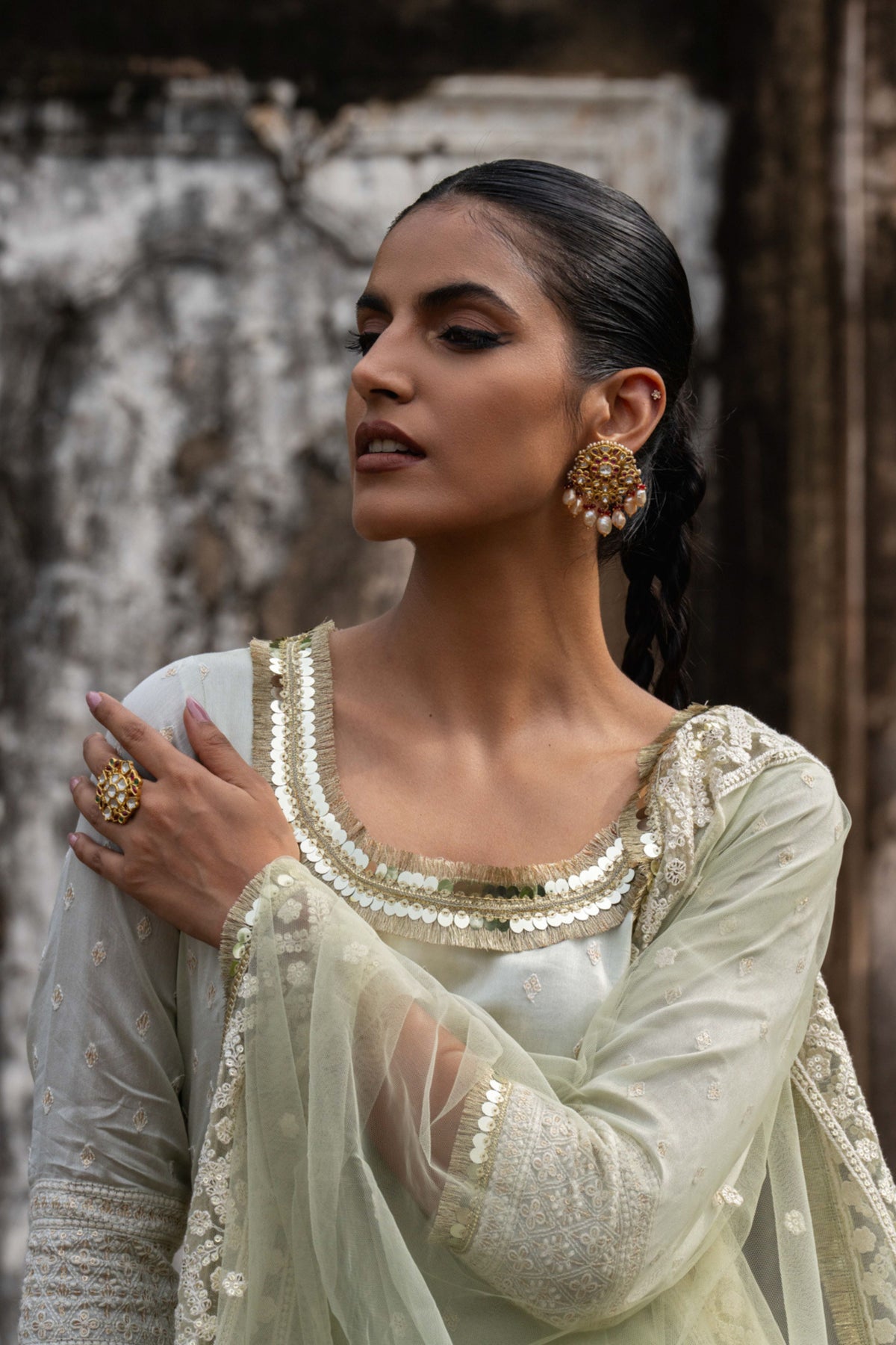 Mint Big Border Sharara Set