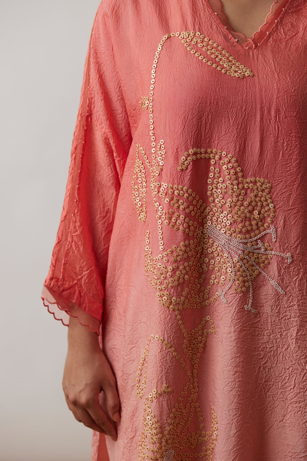 Coral Crushed Kurta Set