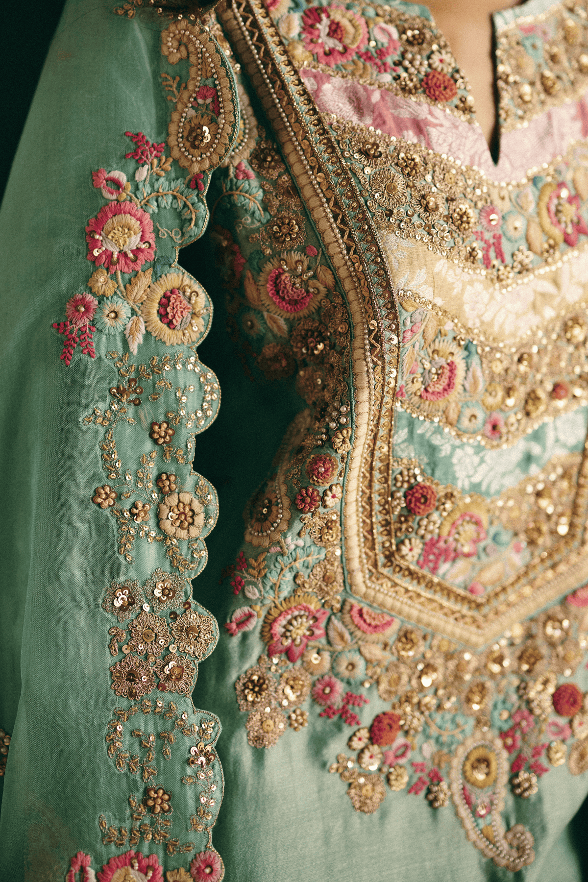 Cyan Organza Sharara Set