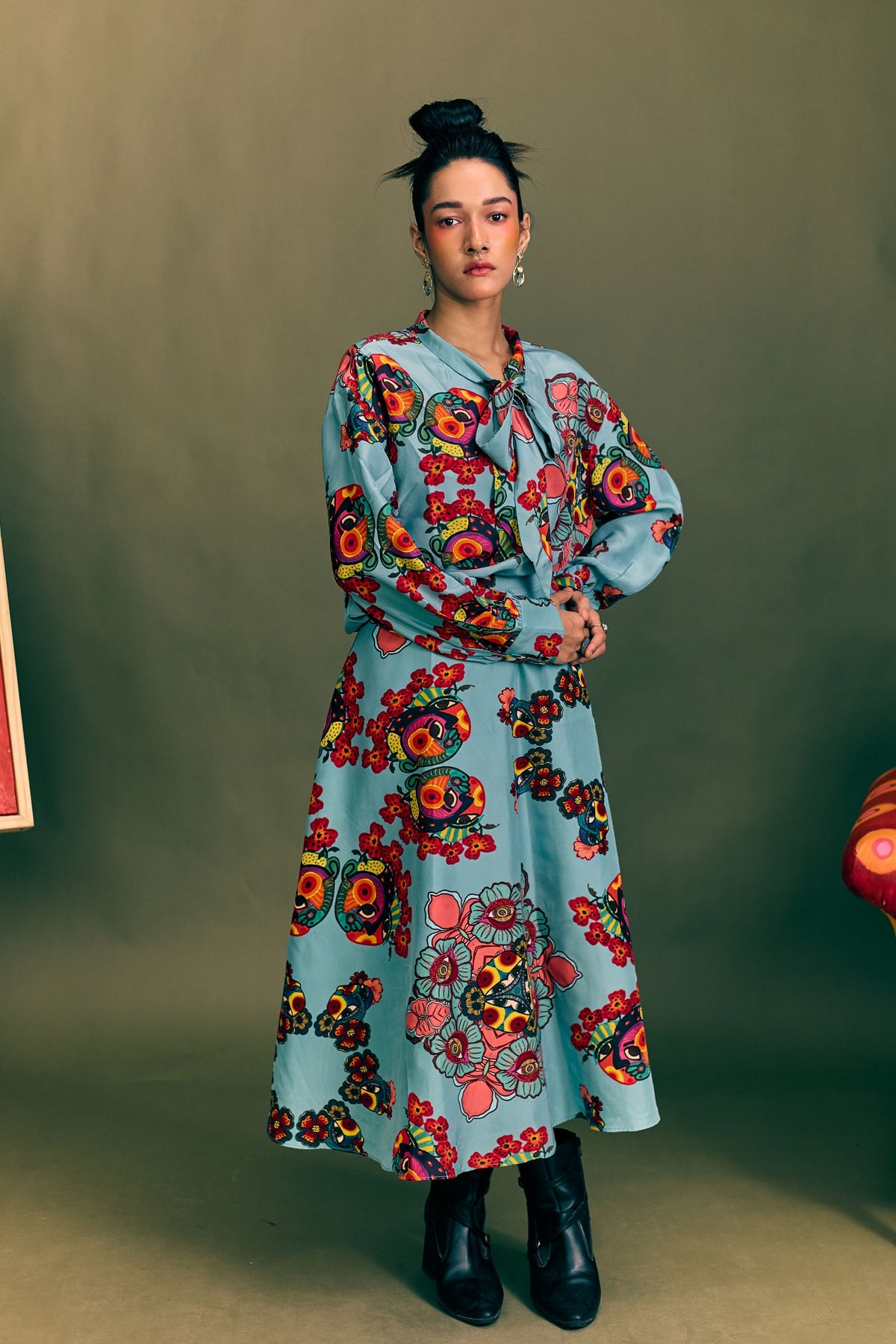 Blue Prism Printed Bow Shirt