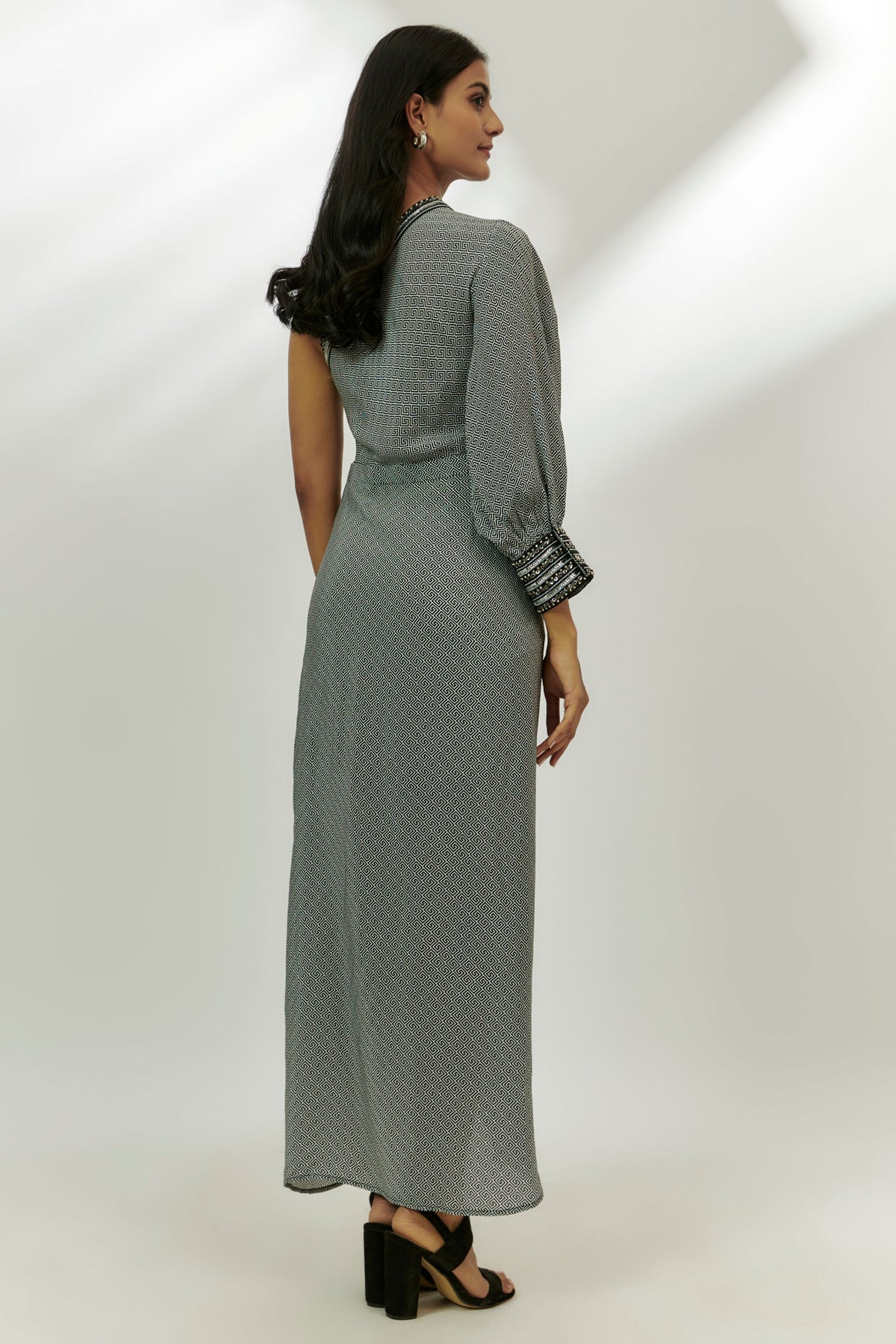Black Printed One- Shoulder Dress