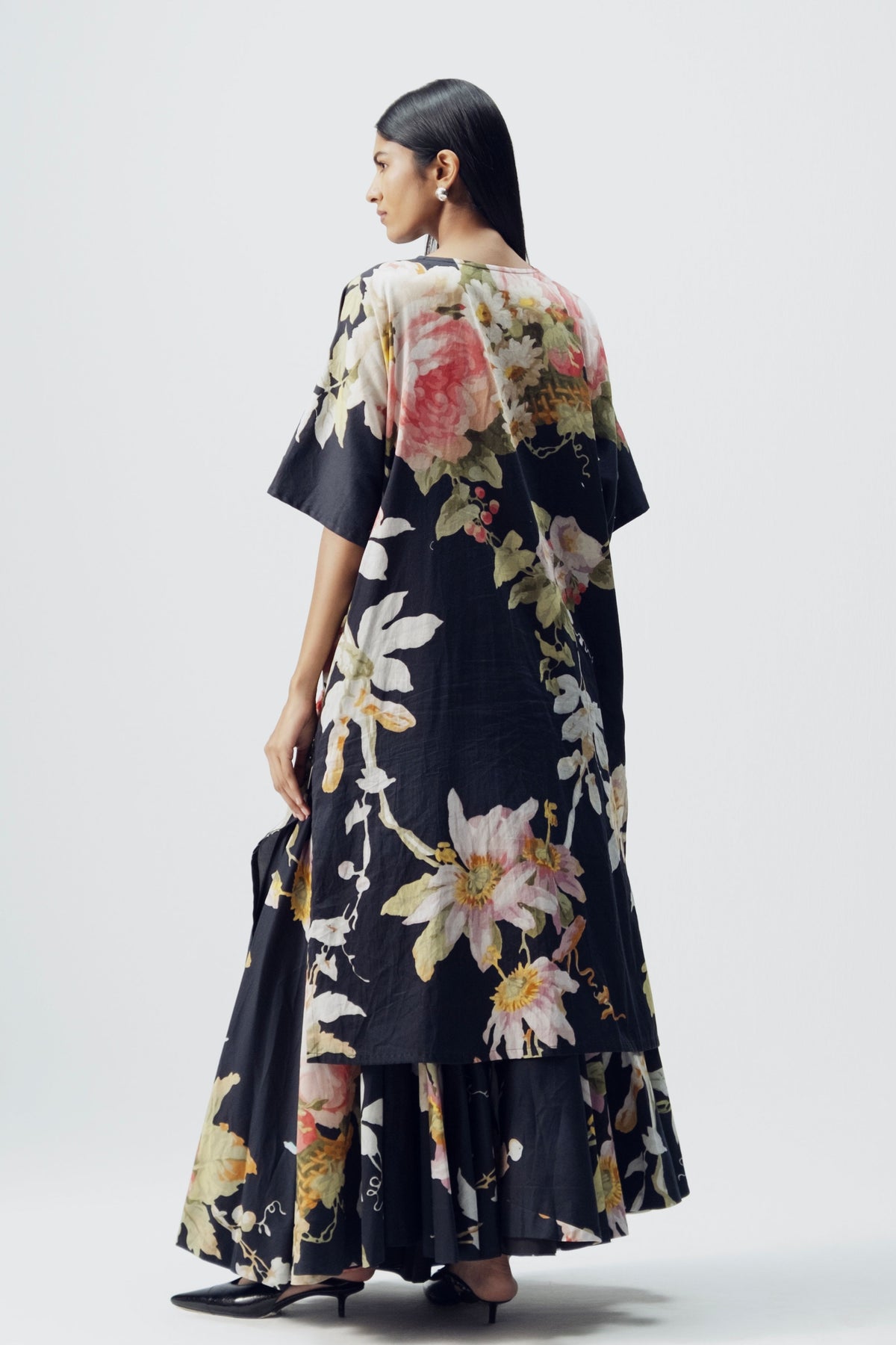 Carmine Embroidered Kurta and Skirt Set