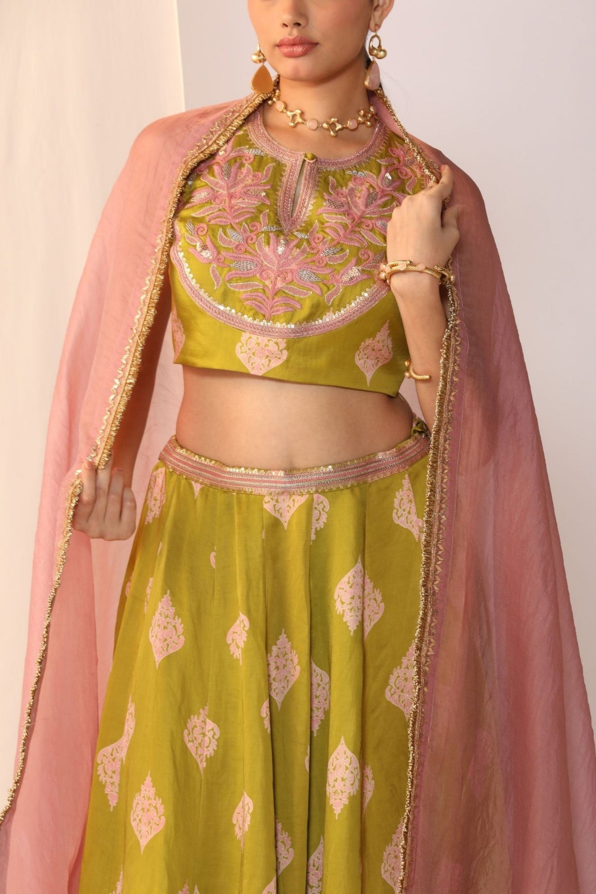 Leaf Green Elegant Lehenga Set