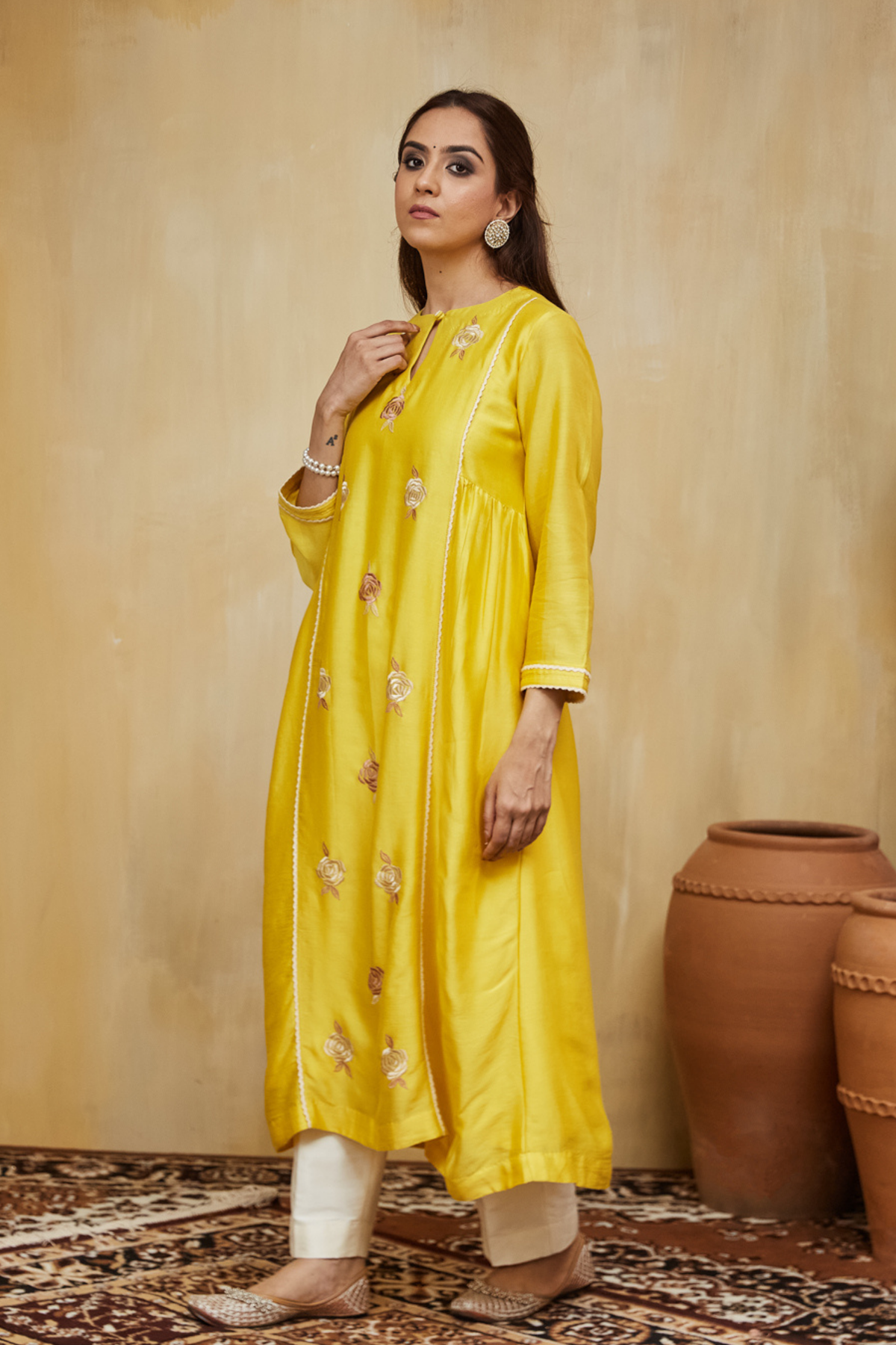 Pastel Yellow Chanderi Azra Kurta