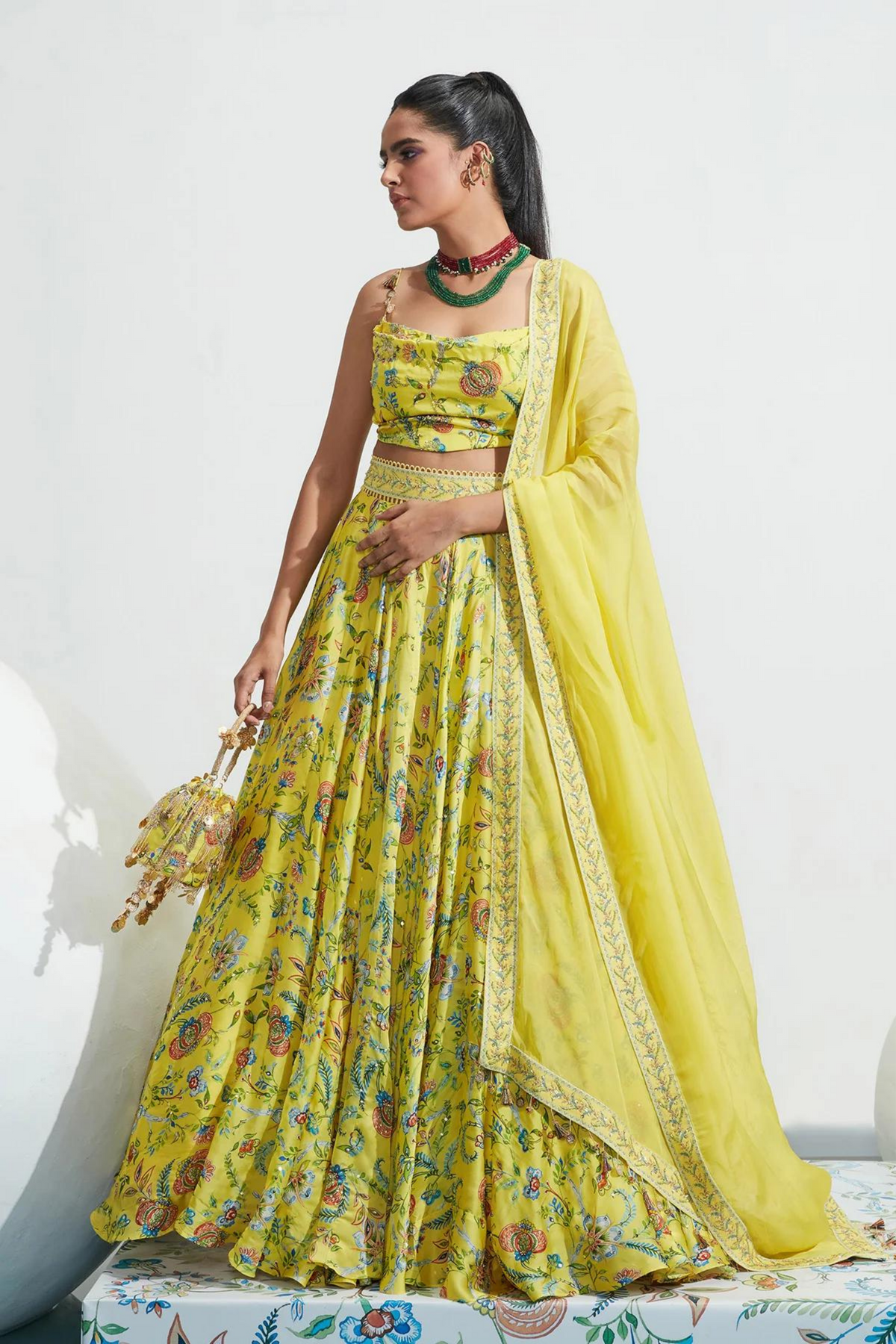 Daniya Yellow Embroidered Lehenga Set