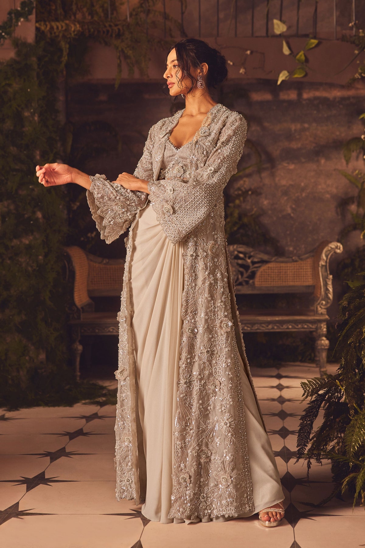 Demure Draped Skirt Set