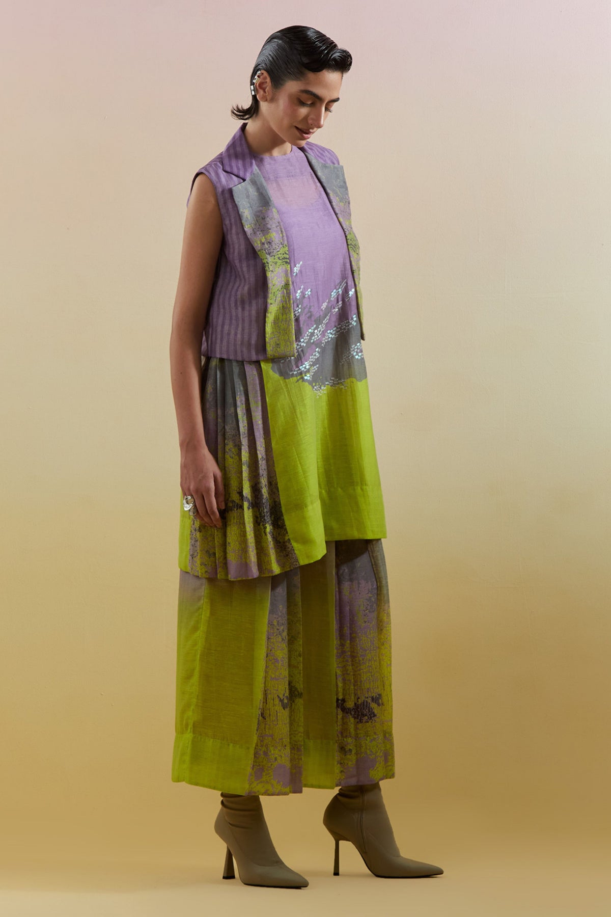 Gliss Lilac & Neon Tunic Set