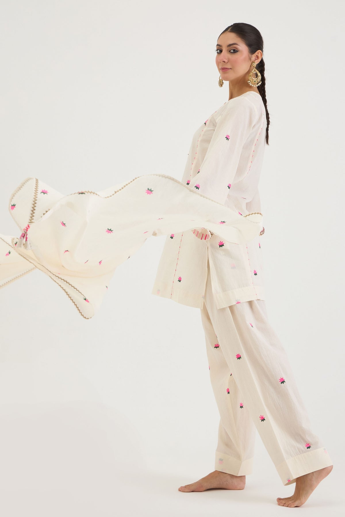 Neon Pink Lotus Kurta Set