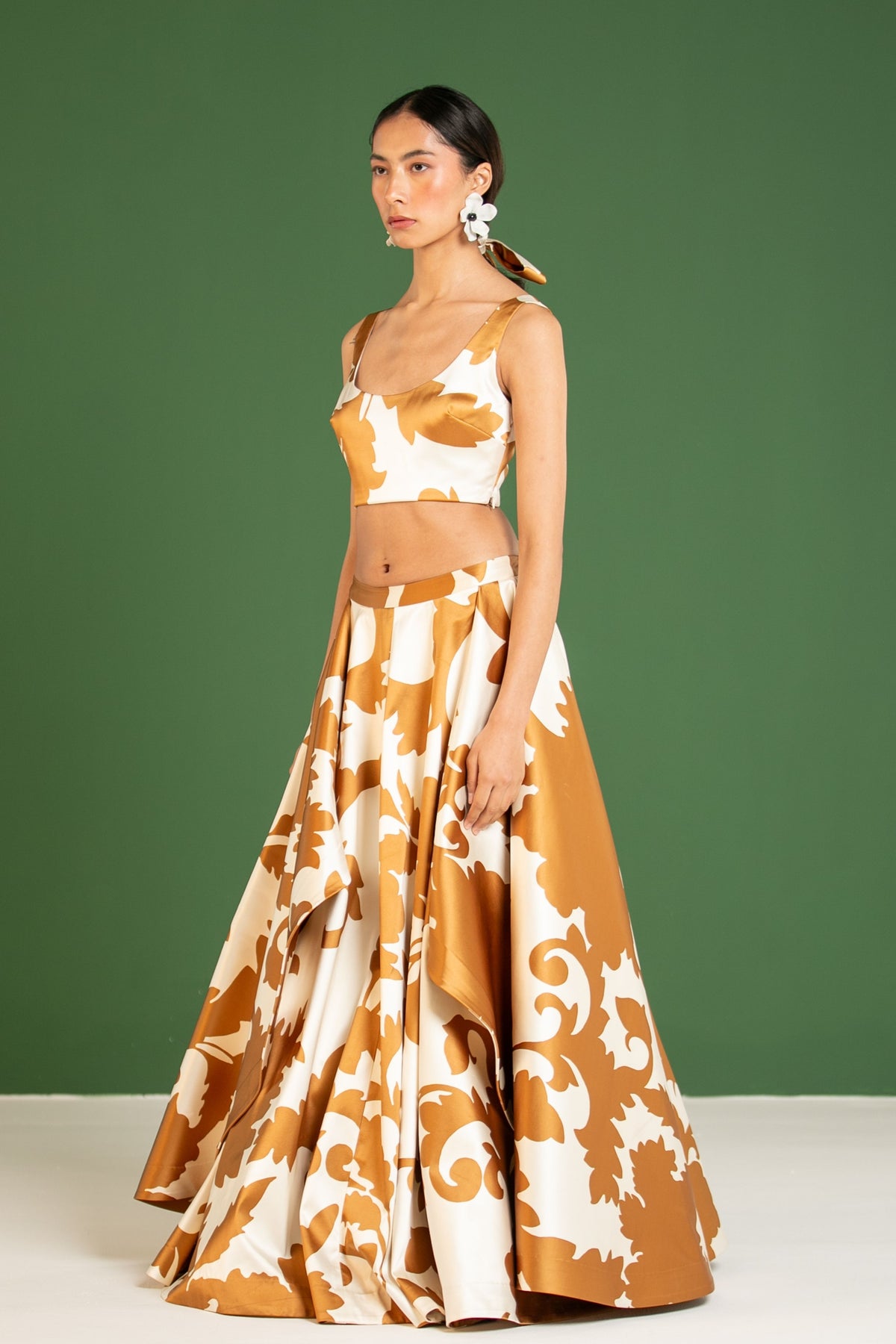 Copper Draped Lehenga Set