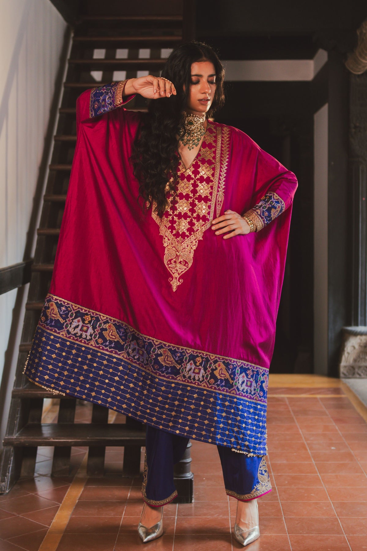 Kriti Magenta Kaftan Set