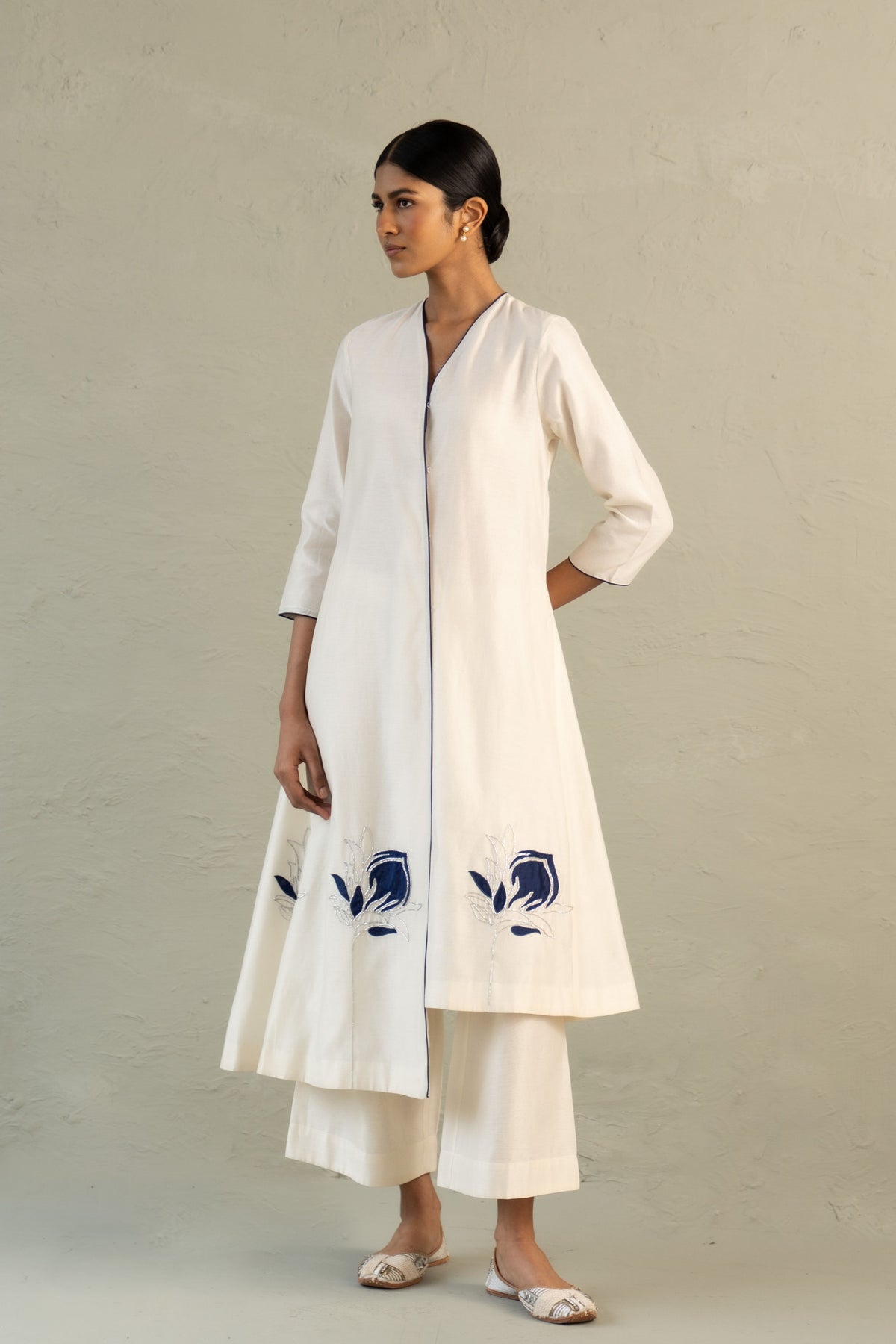 Blue Edit Ivory Kurta Set