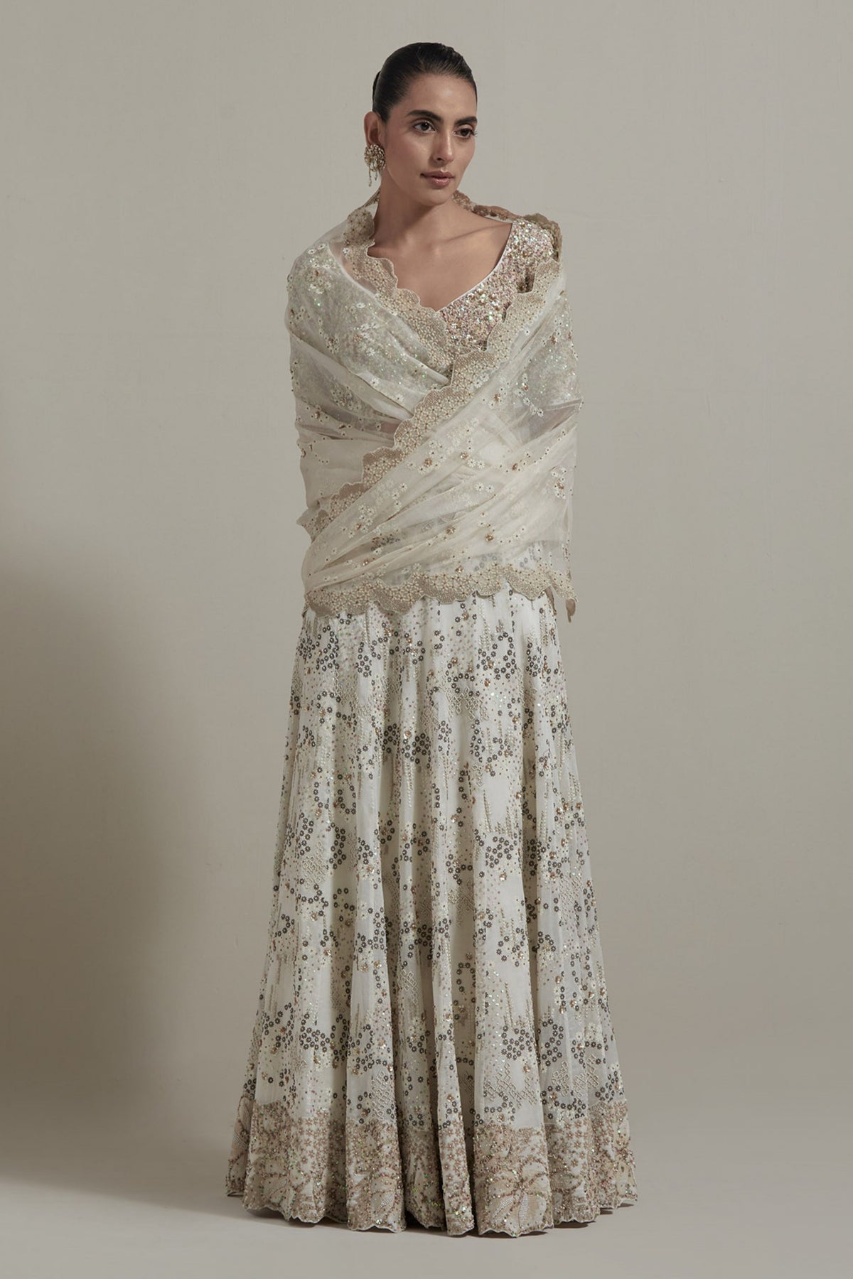Ivory Embellished Lehenga Set