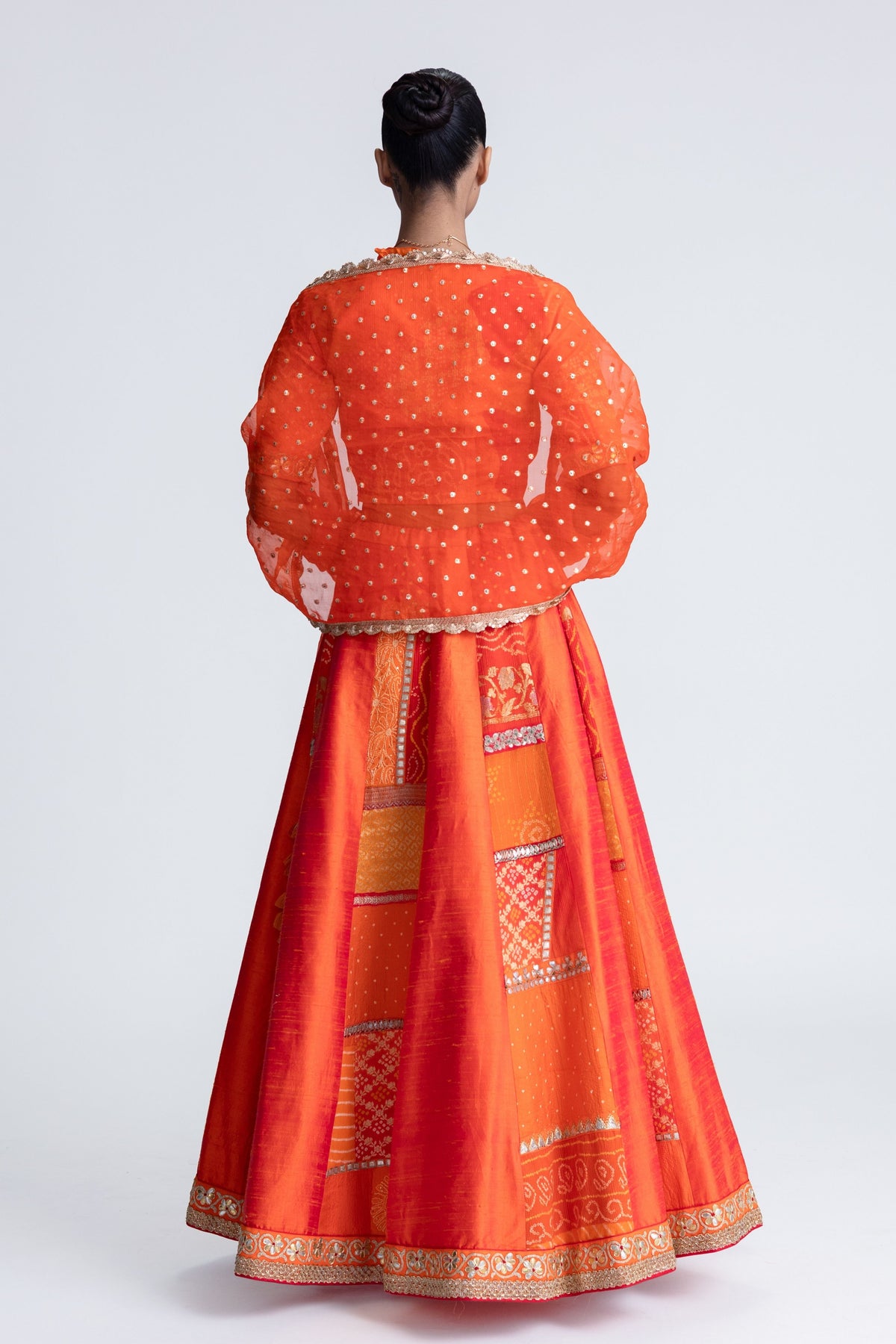 Orange Patchwork Lehenga