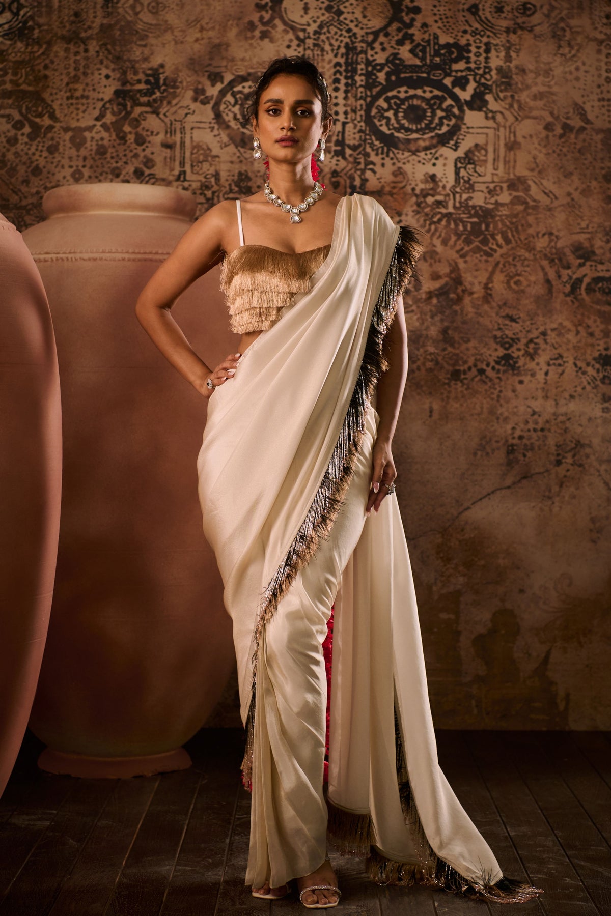 Rose Gold Tissue Saree