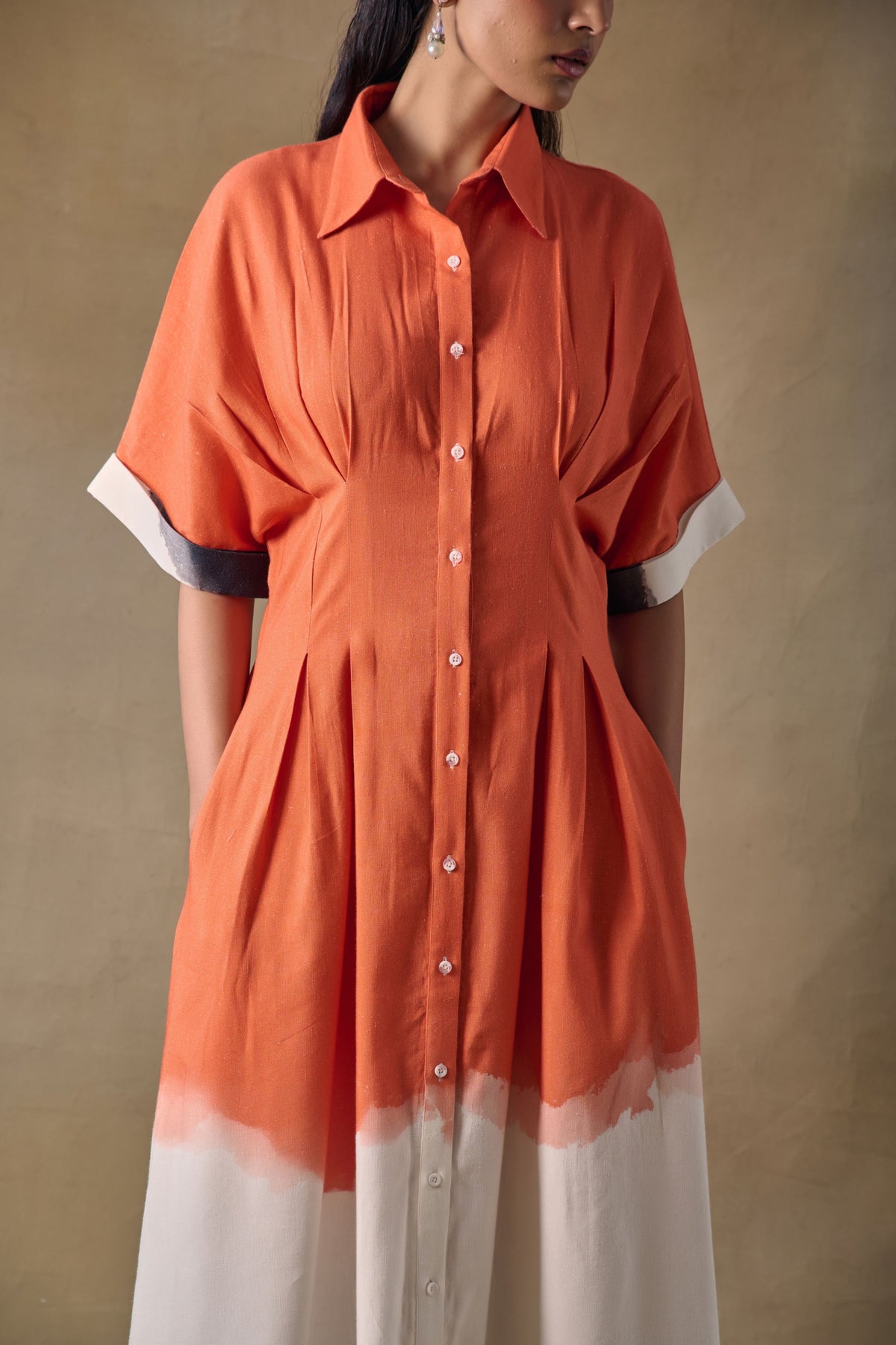 Orange Washed Kimono Dress