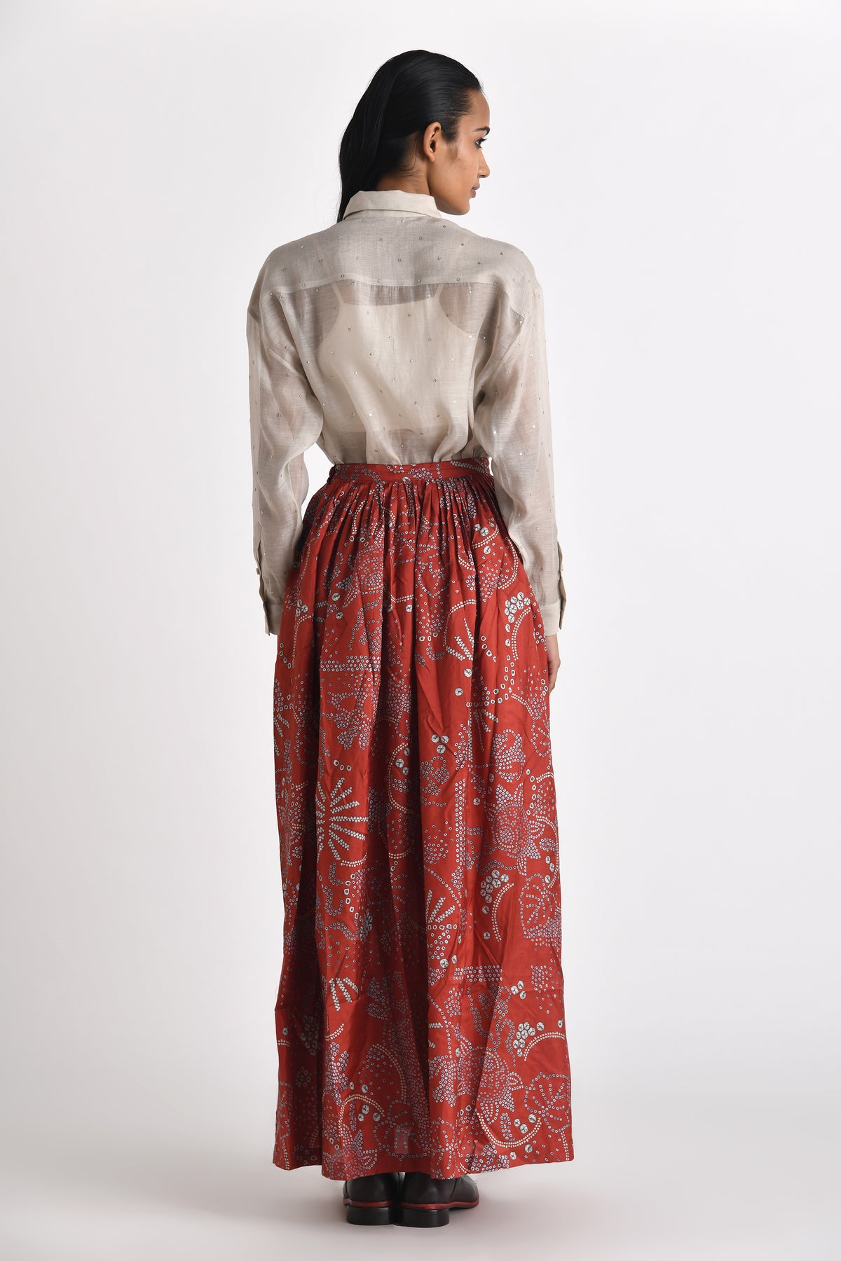 Red Pella Pleated Skirt