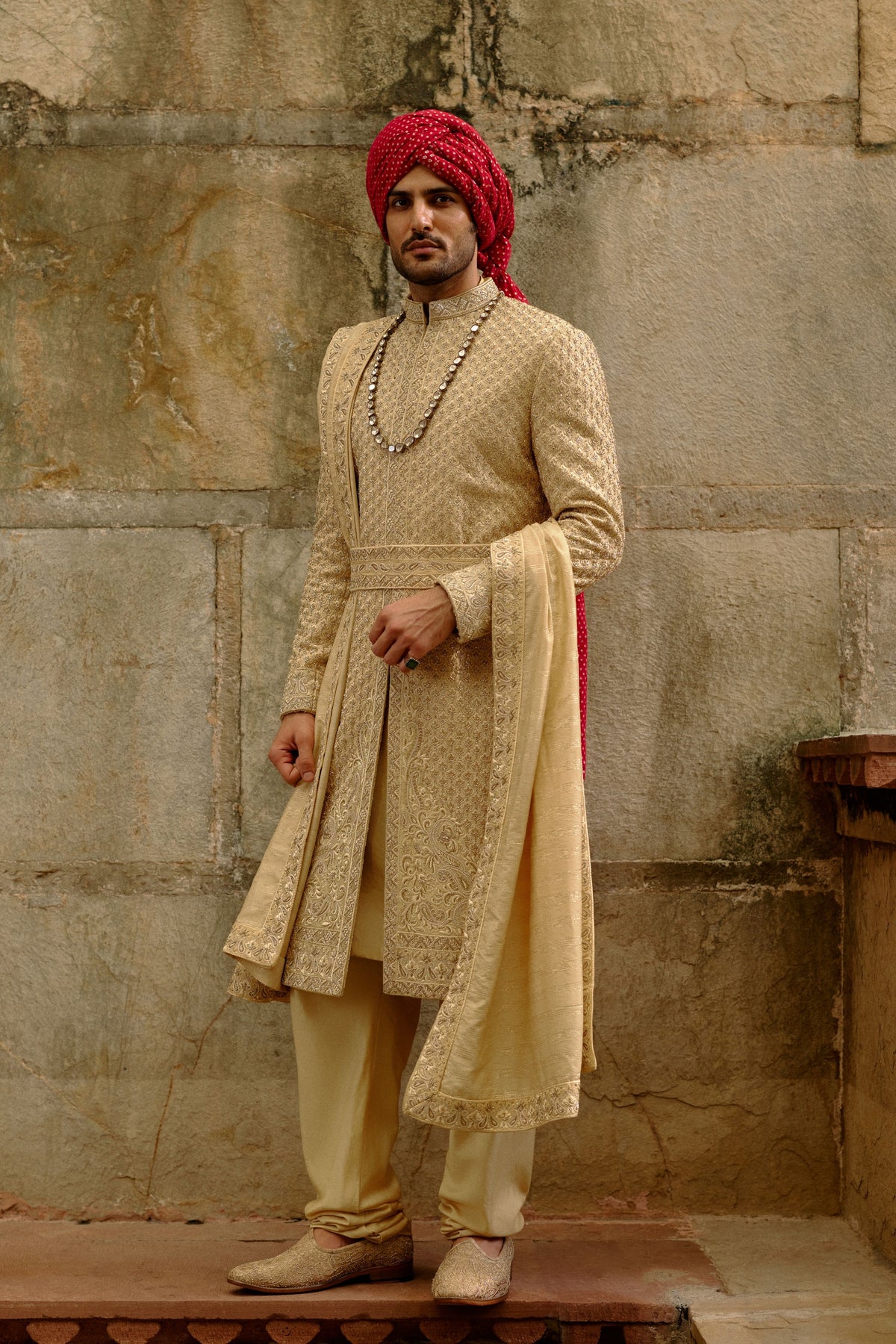 Gold Zardozi Sherwani Set