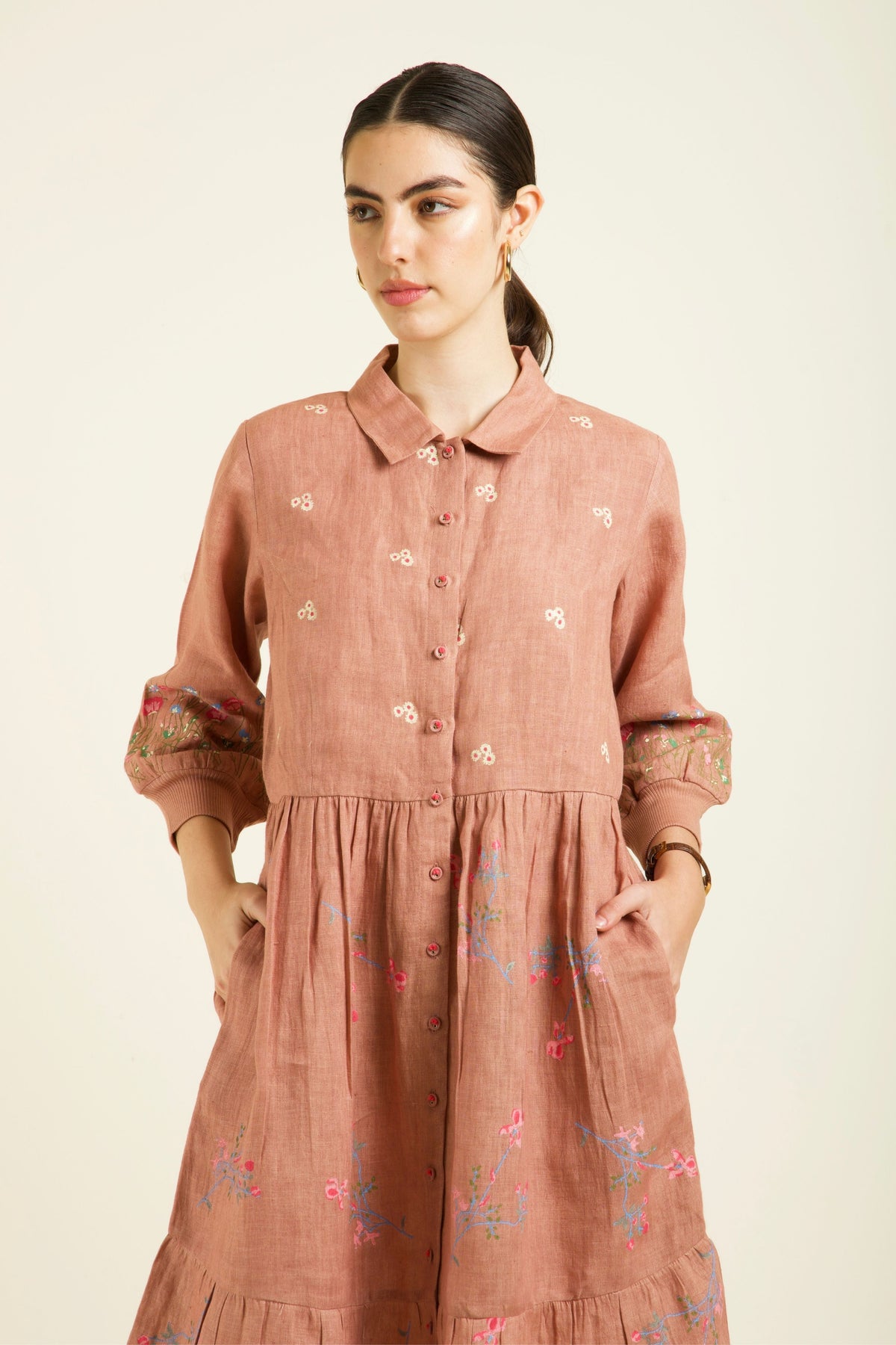 Almond Gathered Dress