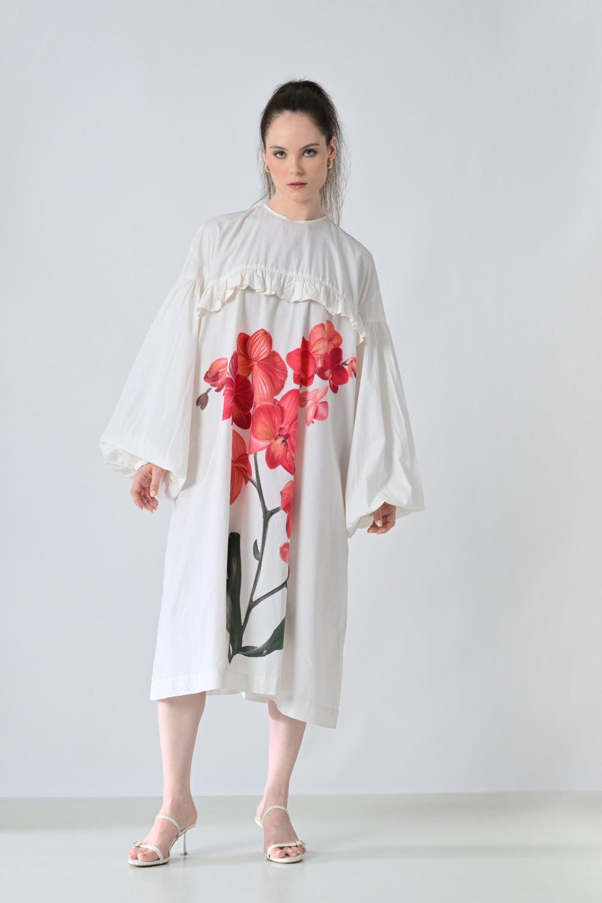 Ivory Orchid Printed Dress