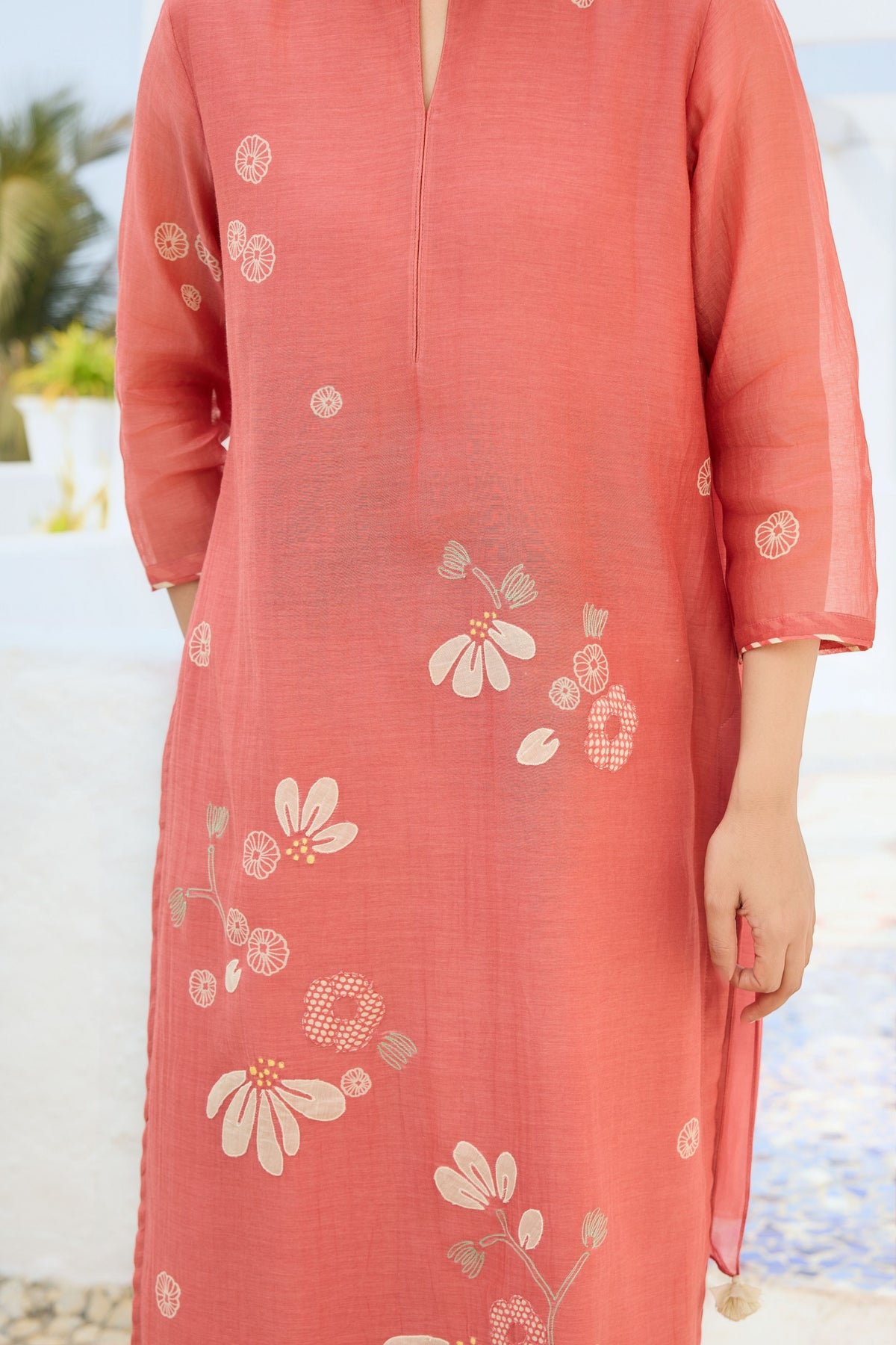 Hibiscus Applique Kurta Set