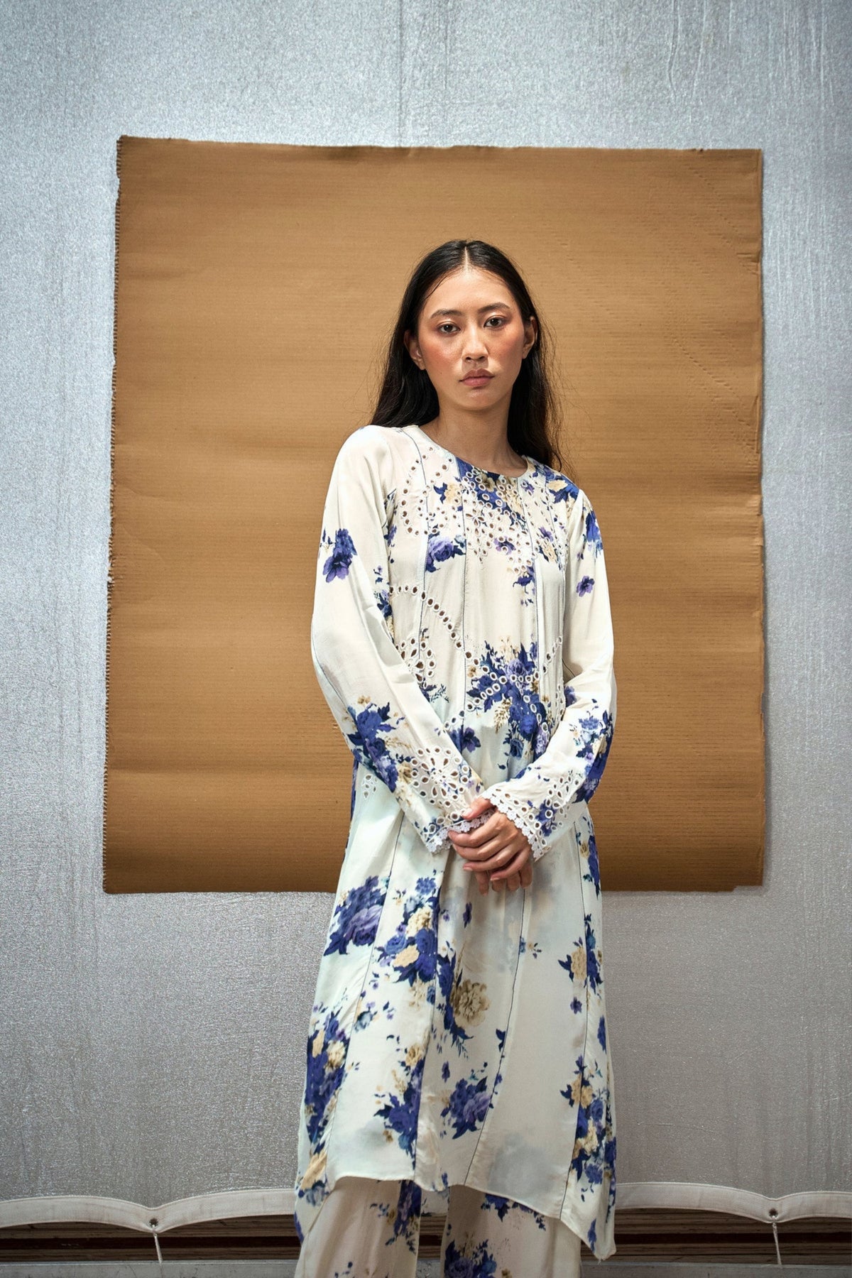 Ivory and Indigo Kurta Pant Set