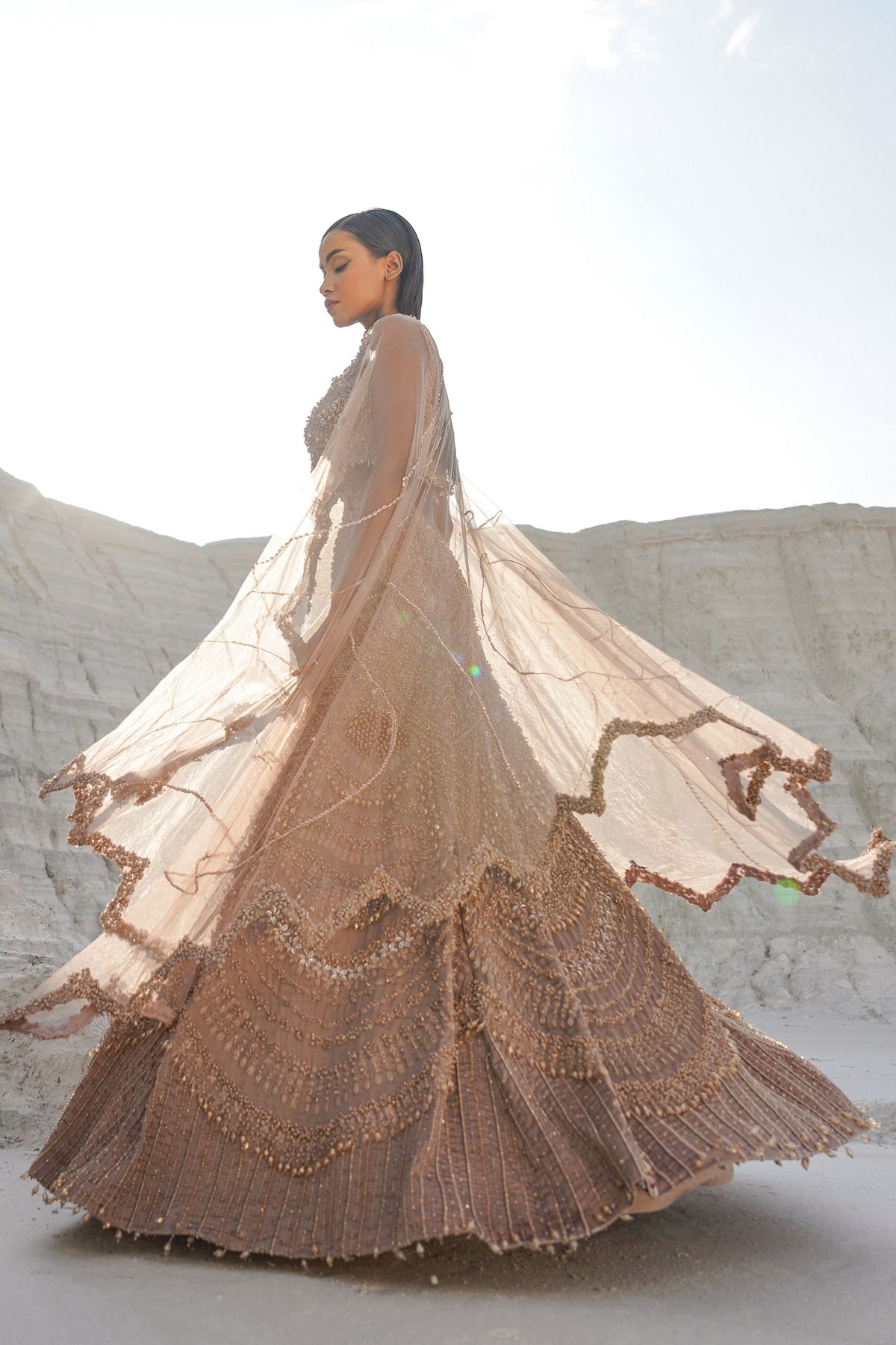 Rustic Amber Embroidered Lehenga Set